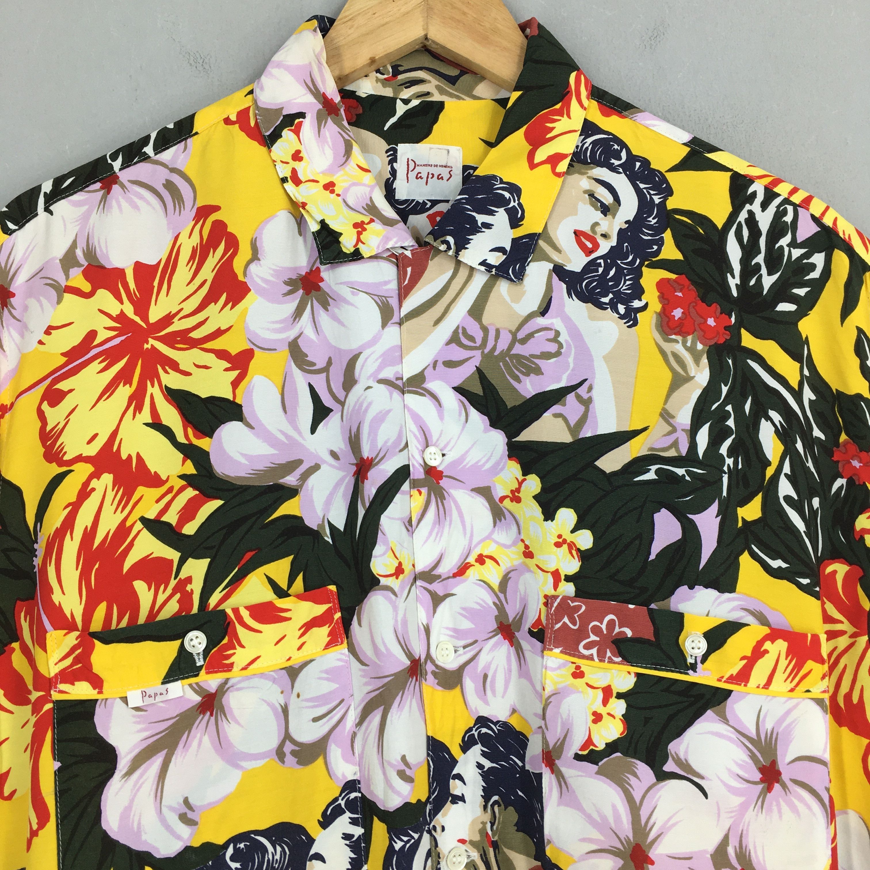 Japanese Brand Vintage 80s Papas Maniere De Heming Hawaii Shirt Large Size US L / EU 52-54 / 3 - 6 Thumbnail