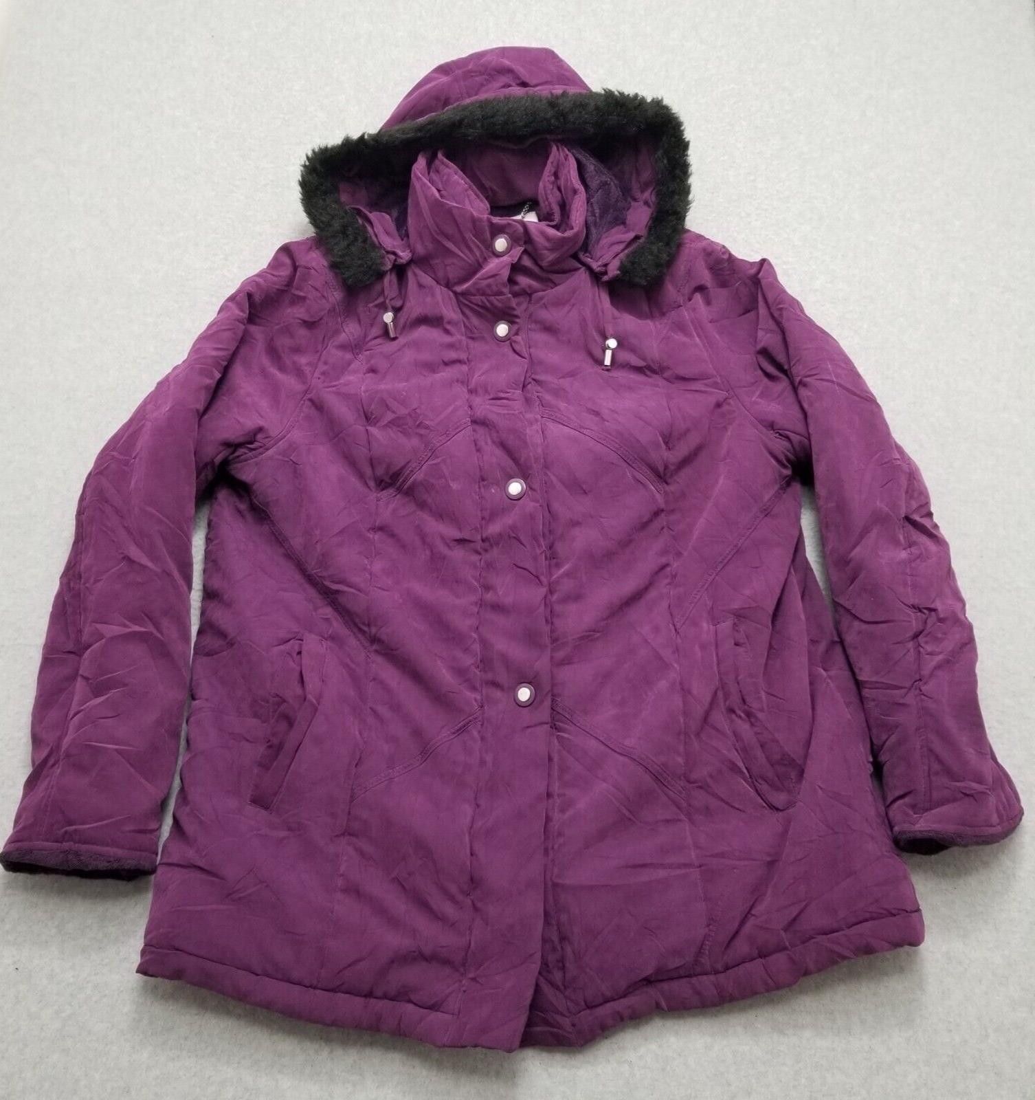 Other Studio Works Parka Jacket Womens 2X Purple Hooded Pockets Size ONE SIZE - 1 Thumbnail
