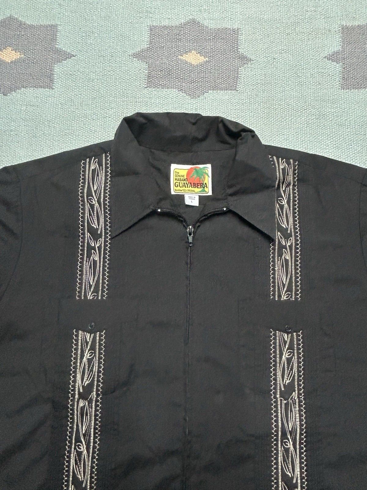 Haband Haband guayabera shirt embroidered Cuba zip up men’s large Size US L / EU 52-54 / 3 - 3 Thumbnail