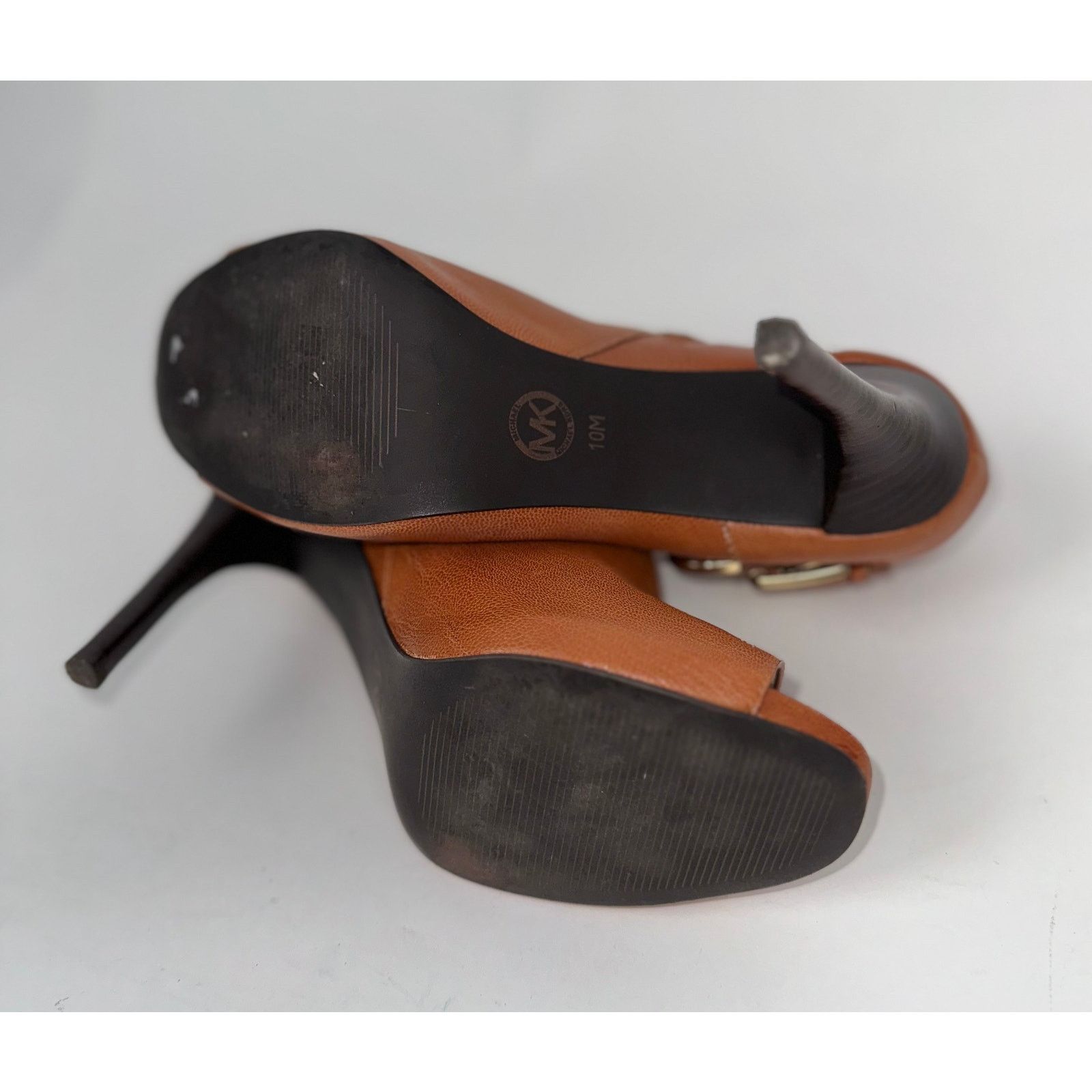 Michael Kors Michael Kors Tan Leather Peep Toe Booties Size US 10 / IT 40 - 7 Thumbnail