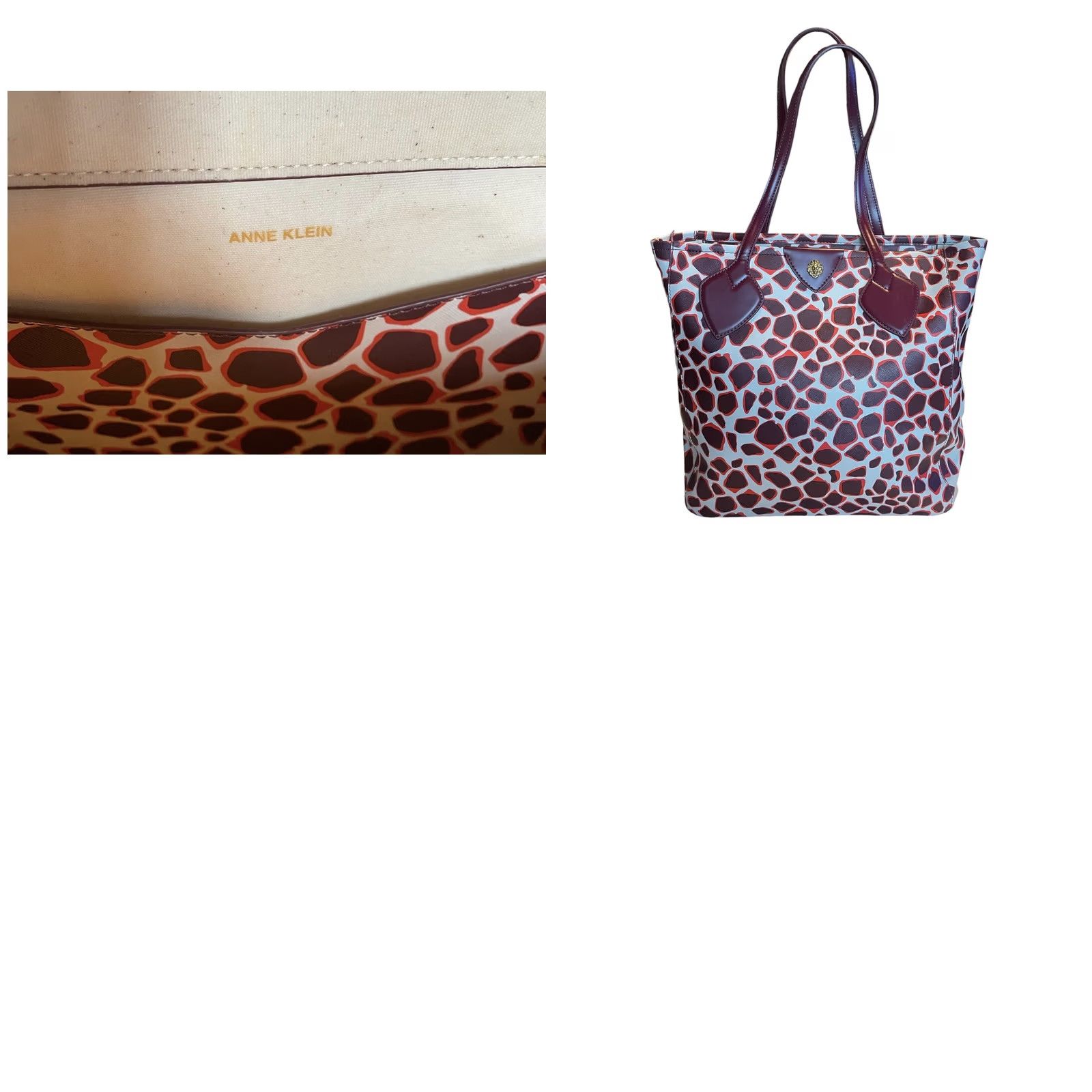 Anne Klein VINTAGE Anne Klein Giraffe Print Large Purse Shoulder Bag Brown Tote Women Size ONE SIZE - 10 Thumbnail