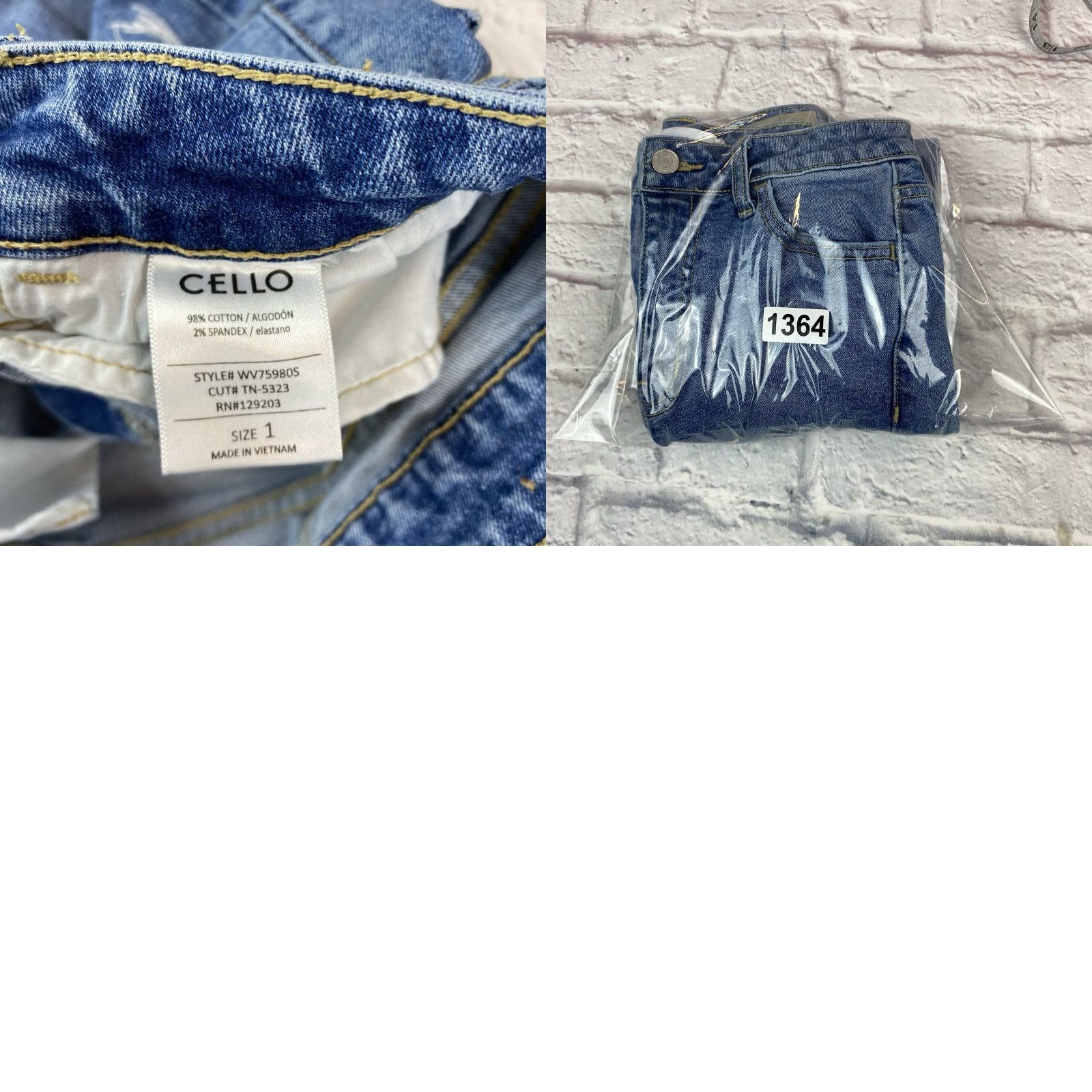 Vintage Cello Jeans Womens Size 1 High Rise Straight Leg Distressed Light Wash Stretch Size 25" / US 0 / IT 36 - 9 Thumbnail