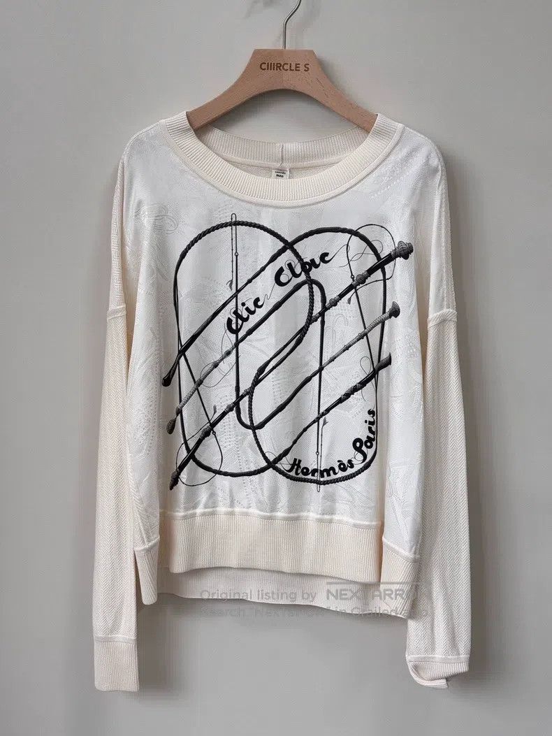 Hermes Hermes Off-white Silk Long-sleeve Top / T-shirt / Hoodie Size XS / US 0-2 / IT 36-38 - 2 Thumbnail