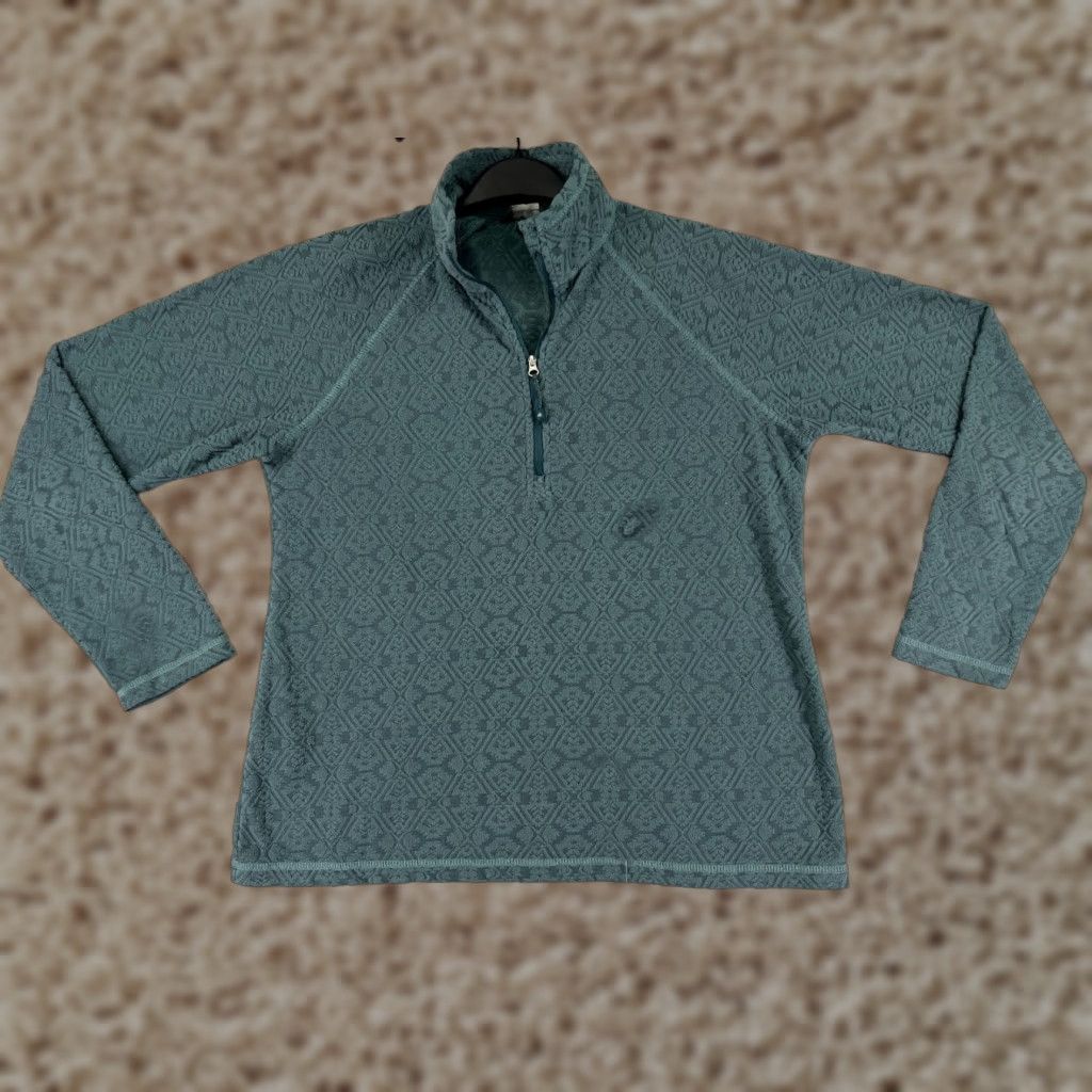 Eddie Bauer Eddie Bauer Jacket Women M Green 1/4 Zip Aztec 100% Polyester Casual Fiber 90s? Size M / US 6-8 / IT 42-44 - 1 Thumbnail