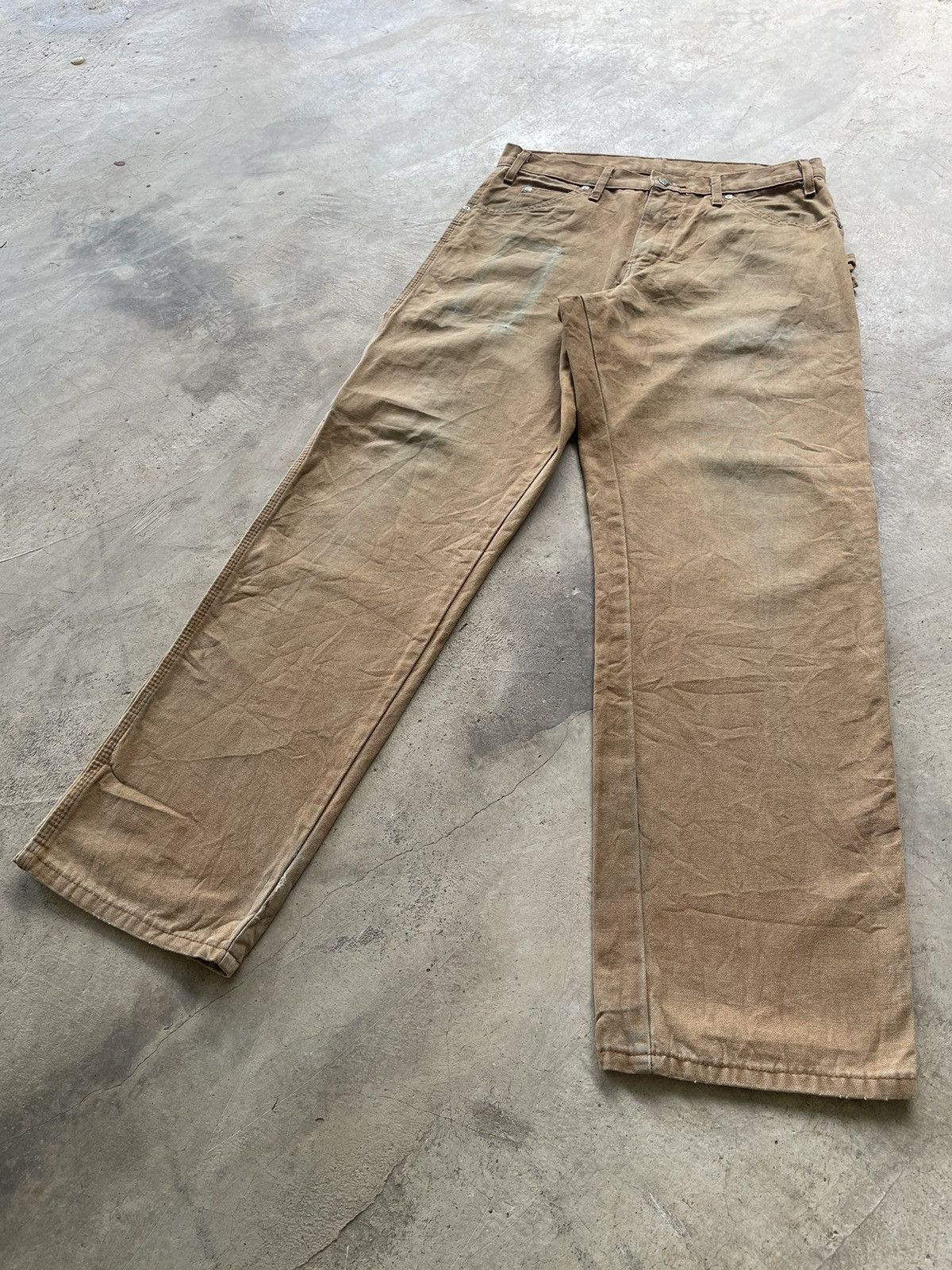 Dickies Vintage 90s Dickies Carpenter Distressed Canvas Straight Size US 33 - 3 Thumbnail
