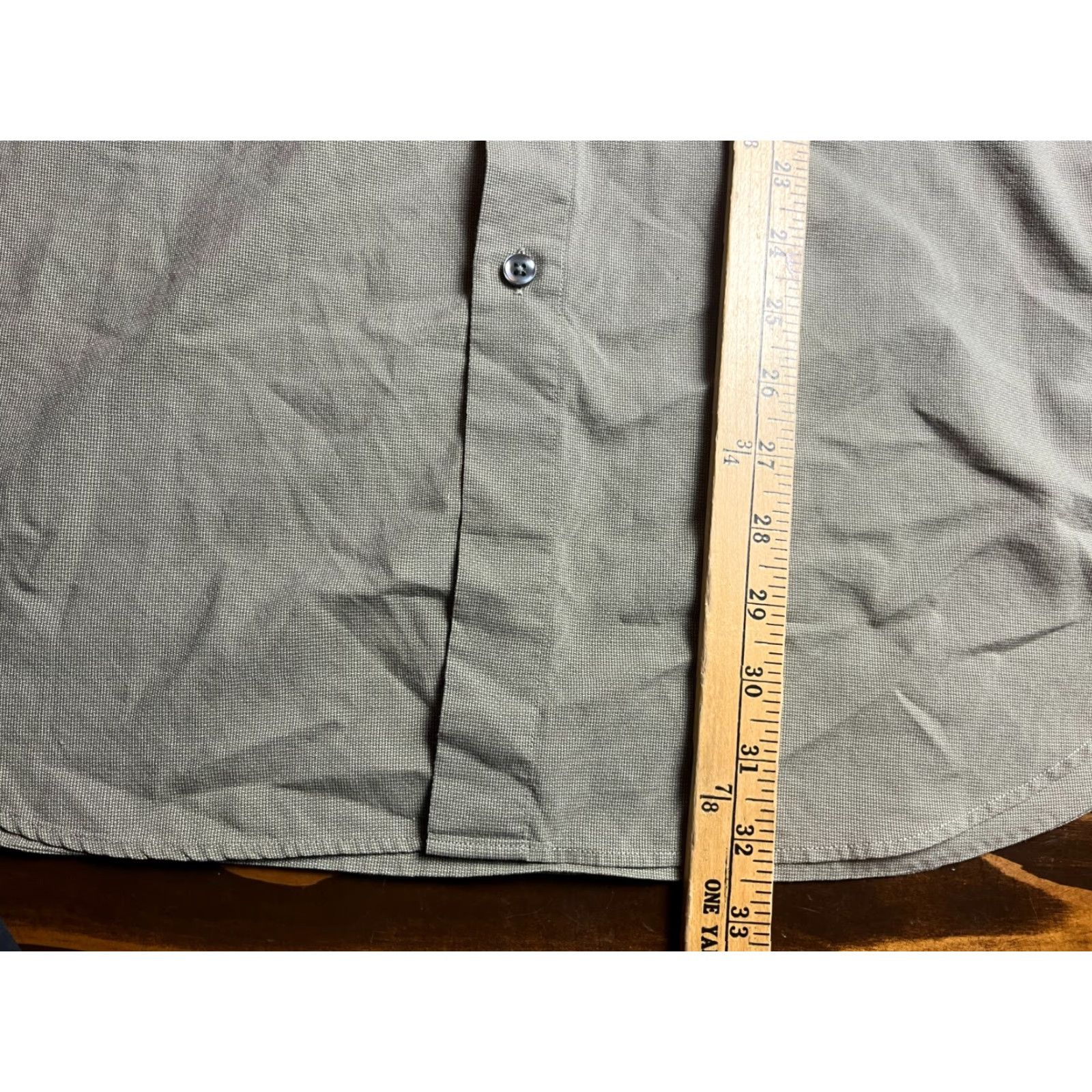 Liz Claiborne Claiborne Shirt Men XL 17.5 34/35 Tan Button-Up Long Sleeve T-weave Brown Solid Vintage No Size US XL / EU 56 / 4 - 4 Thumbnail