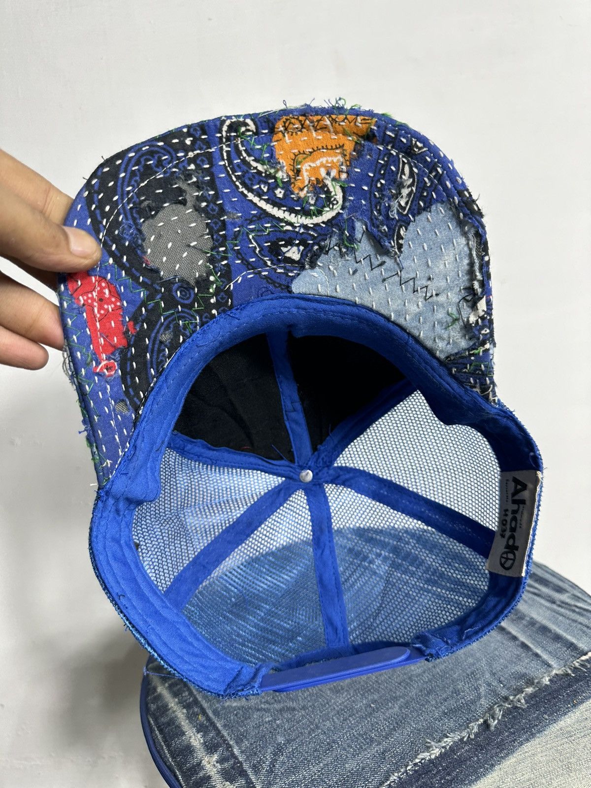 Handmade Custom Made Distressed Paisley Patchwork Boro Trucker hats Size ONE SIZE - 7 Thumbnail