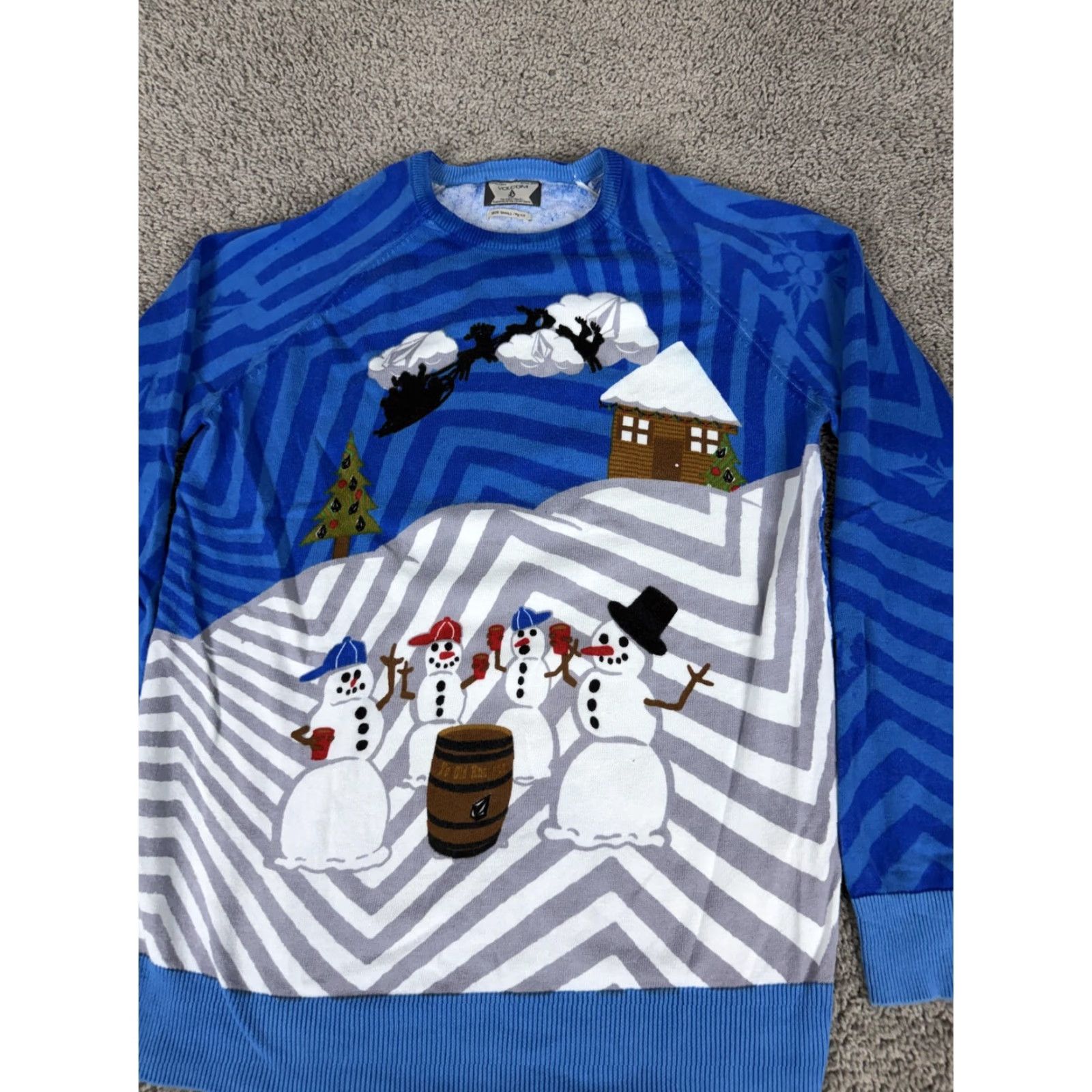 Volcom Volcom Sweater Mens Small Blue Snowman Santa Christmas Ugly Pullover Size US S / EU 44-46 / 1 - 3 Thumbnail