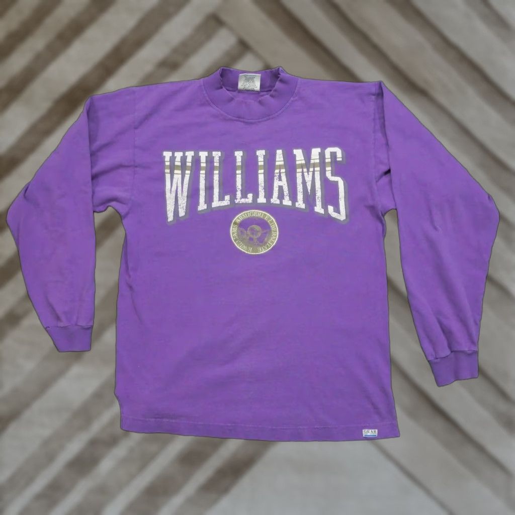 Vintage VINTAGE Williams College T Shirt Mens 90s Purple Cotton Crew Neck Long Sleeve Small Oversized Faded 1990s Gear For Sports Clothing Size US S / EU 44-46 / 1 - 1 Thumbnail