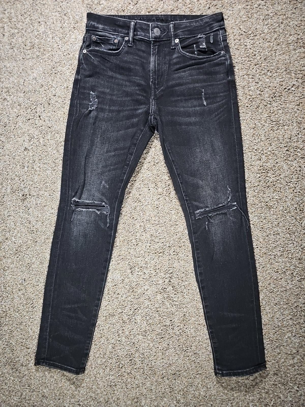 American Eagle Outfitters American Eagle Jeans Men's 28x30 Black Airflex+ Distressed Size US 28 / EU 44 - 1 Thumbnail