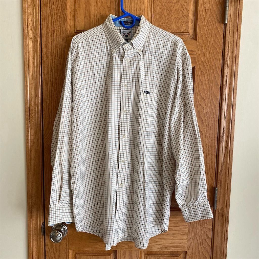 Faconnable Faconnable Men's L Beige Check Long Sleeve Button-Up Shirt Size US L / EU 52-54 / 3 - 1 Thumbnail