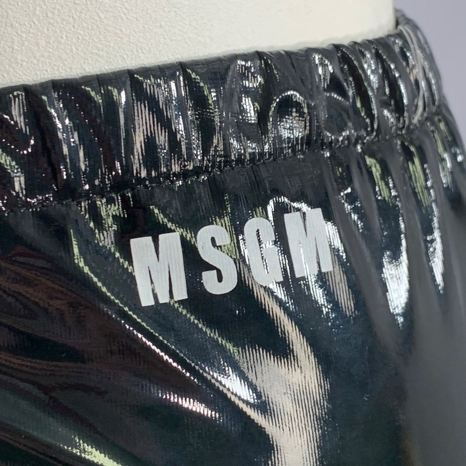 MSGM MSGM Polyester Blend Faux Patent Leather Elastic Waistband Size 32" / US 10 / IT 46 - 2 Thumbnail