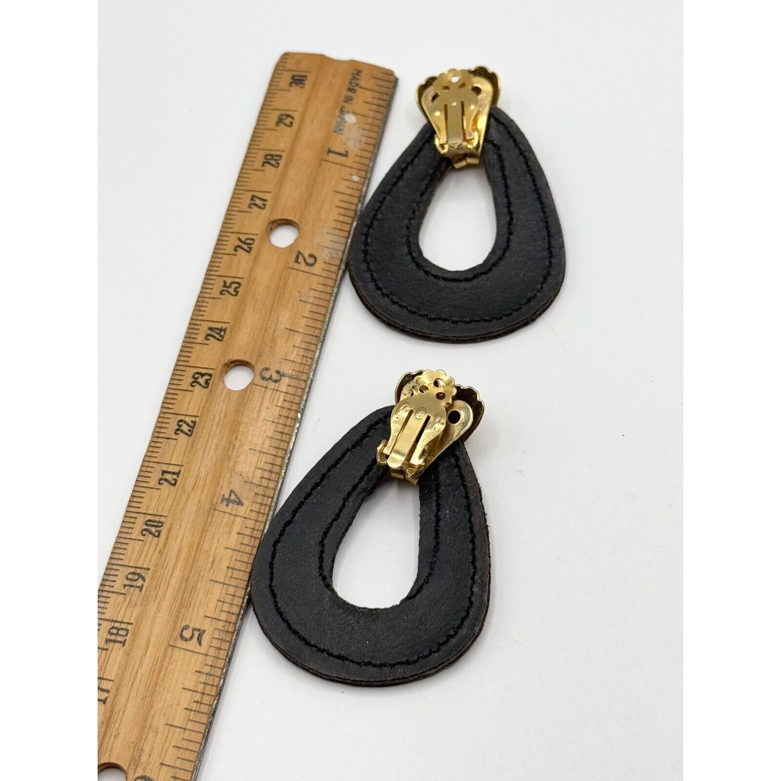 Vintage Vintage 80s leather dangle drop earrings Size ONE SIZE - 4 Thumbnail