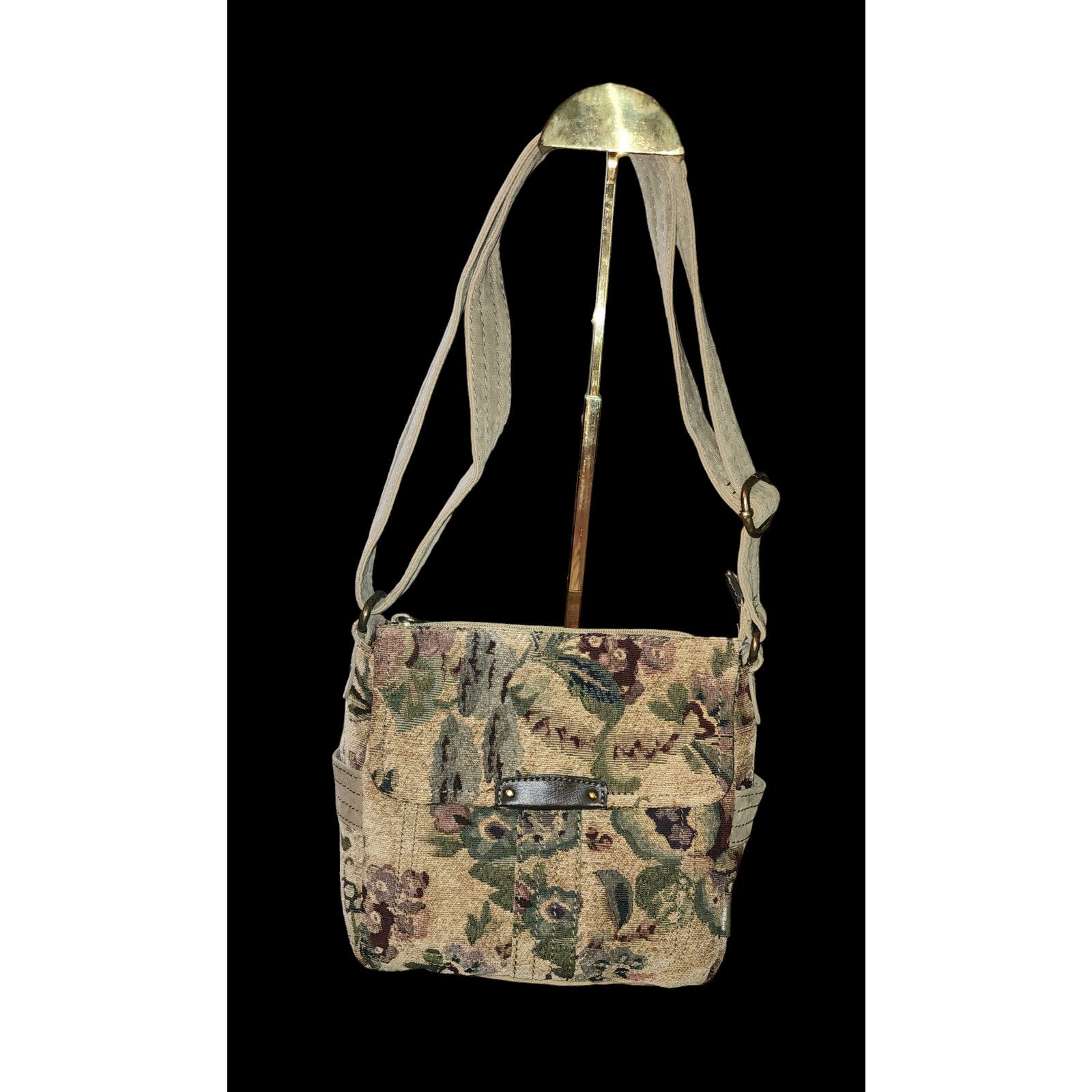 Fossil Fossil key lock tapestry carpet purse crossbody leather trim Size ONE SIZE - 1 Thumbnail