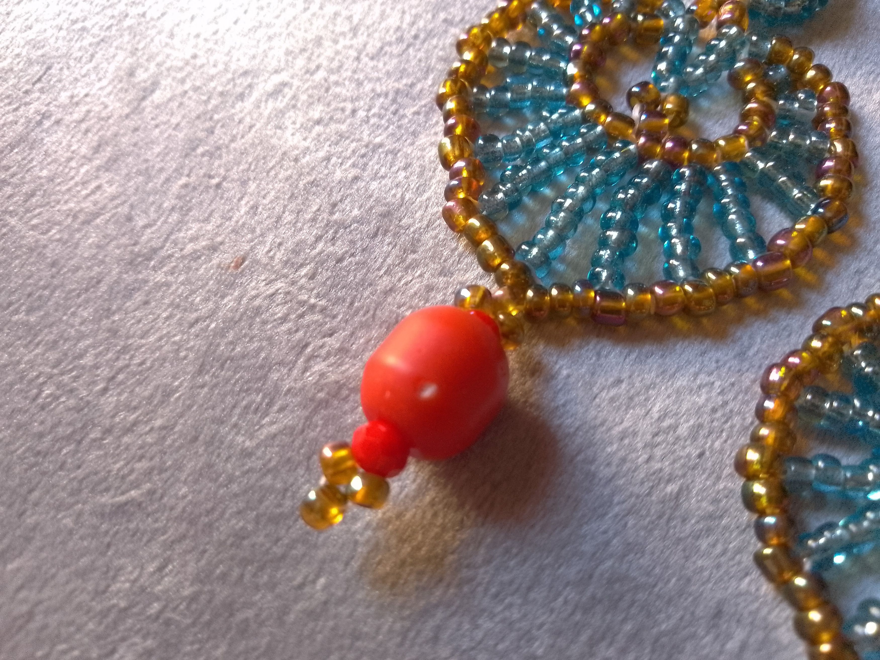 Handmade Earrings Coral Bamboo Apatite Gemstones Owl shape Size ONE SIZE - 3 Thumbnail