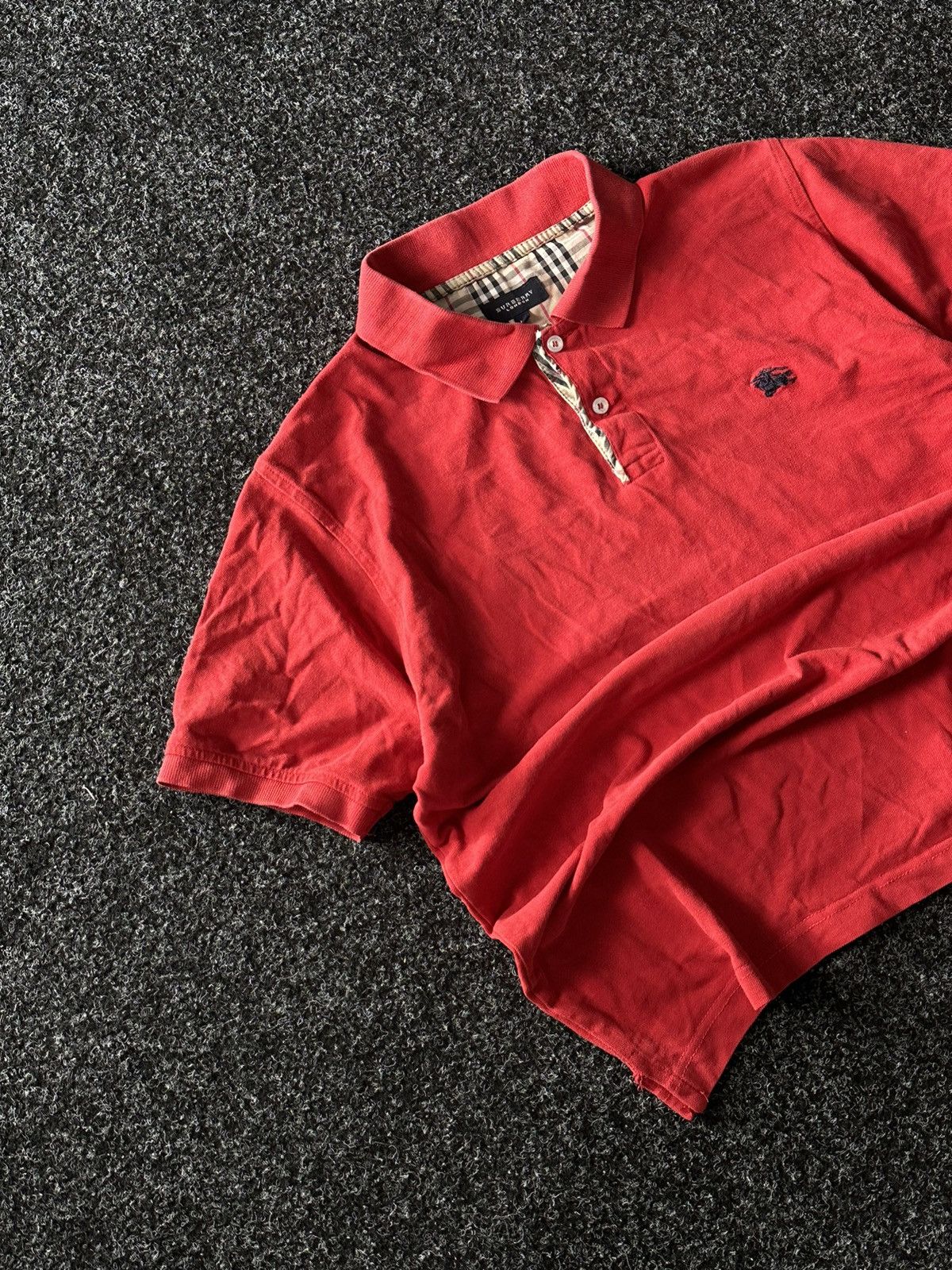 Burberry × Designer 🚨Burberry RED Polos Tee Logo Nova Check Inner Rare black Size US L / EU 52-54 / 3 - 2 Thumbnail