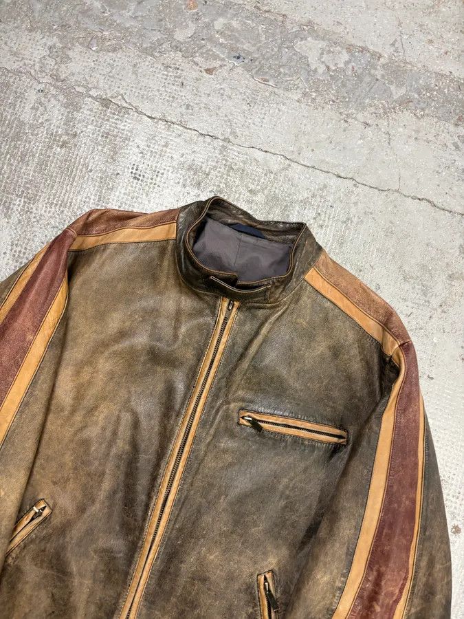 Kenzo Kenzo Brown Eroded Racer Leather Jacket Size US M / EU 48-50 / 2 - 4 Thumbnail