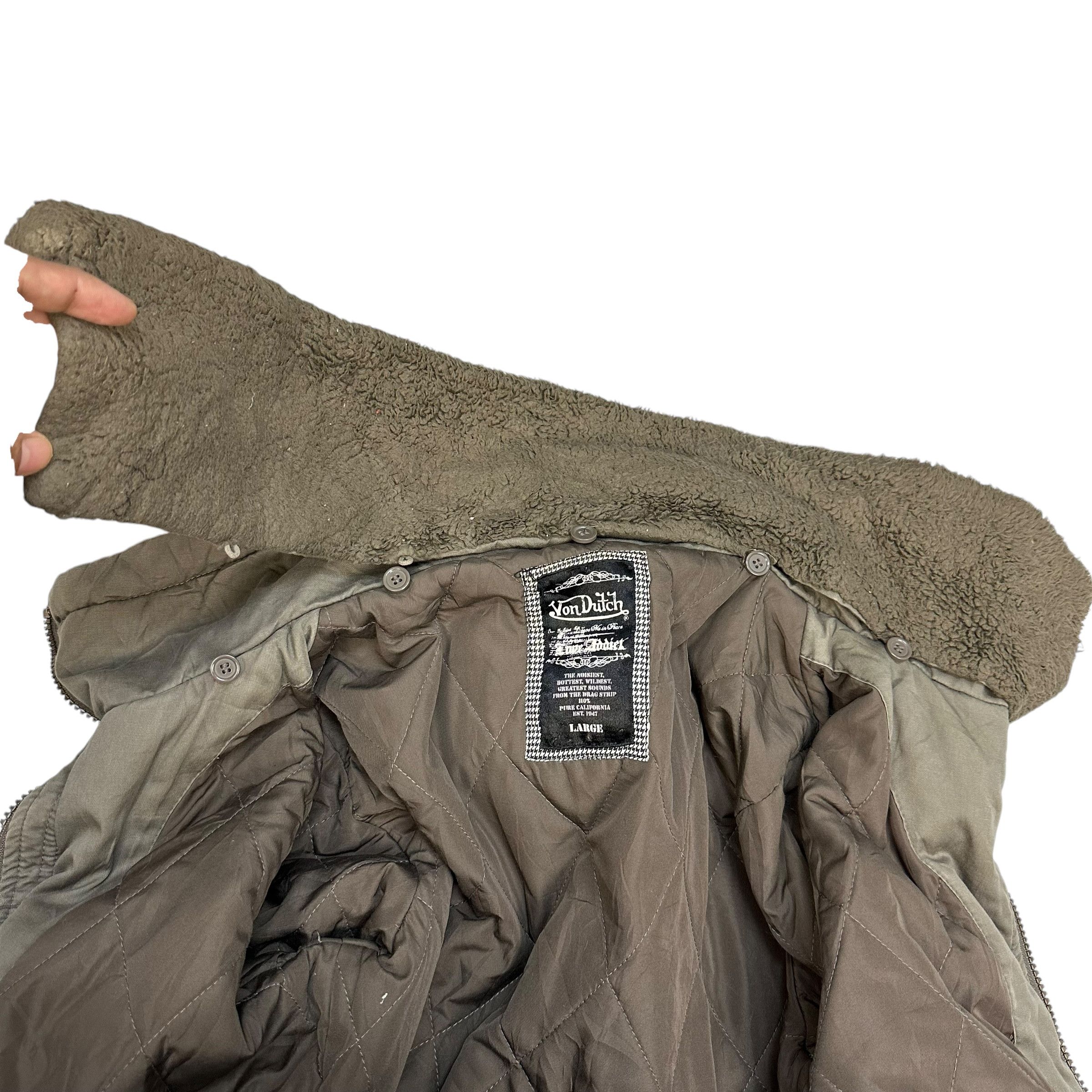 Von Dutch VON DUCTH Fur Hoodie Heavy Jacket Parka #A59-1368 Size L / US 10 / IT 46 - 15 Thumbnail