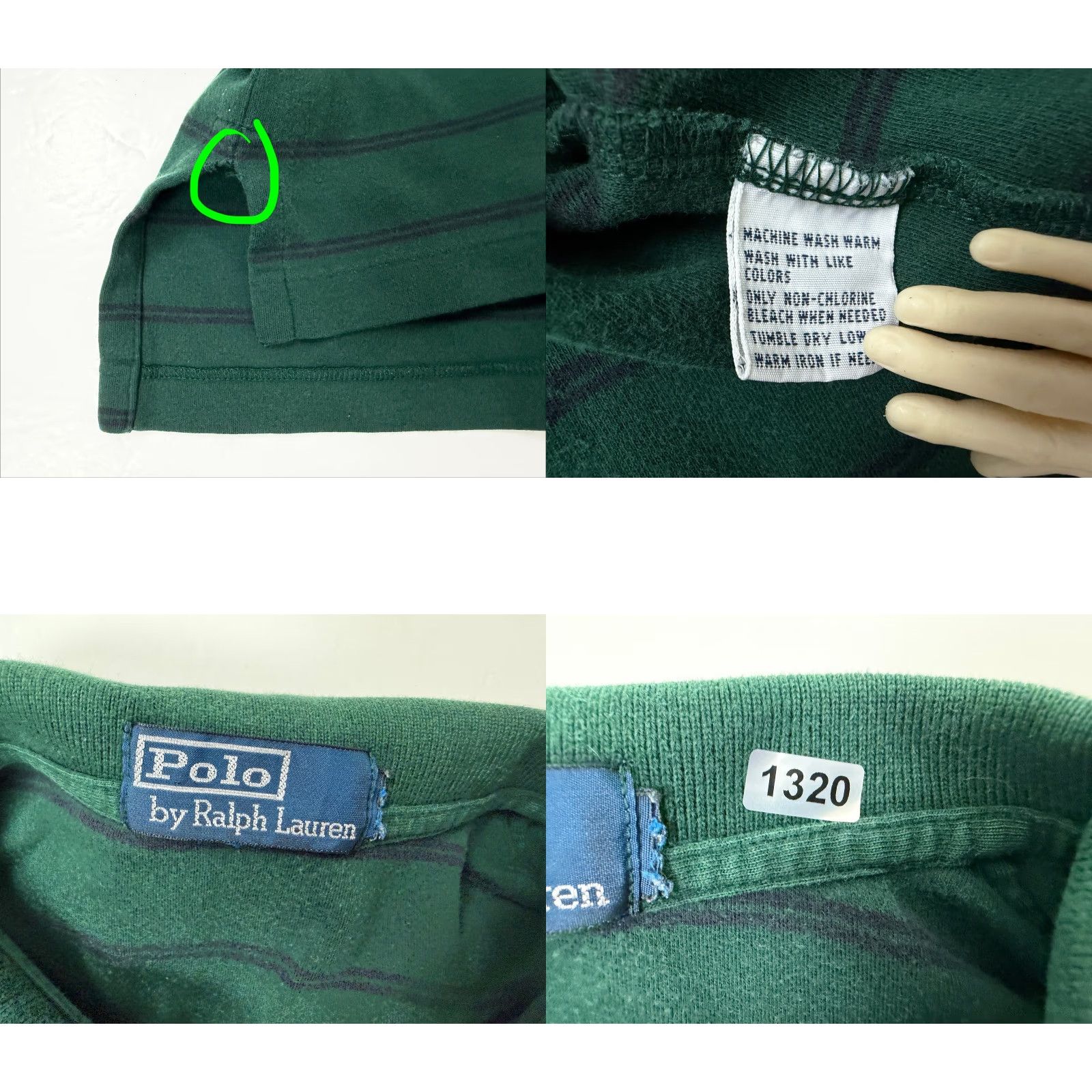 Polo Ralph Lauren VINTAGE Polo Ralph Lauren Polo Shirt Men 2XL Forest Green Navy Striped Cotton Jersey Preppy Size US XXL / EU 58 / 5 - 8 Thumbnail