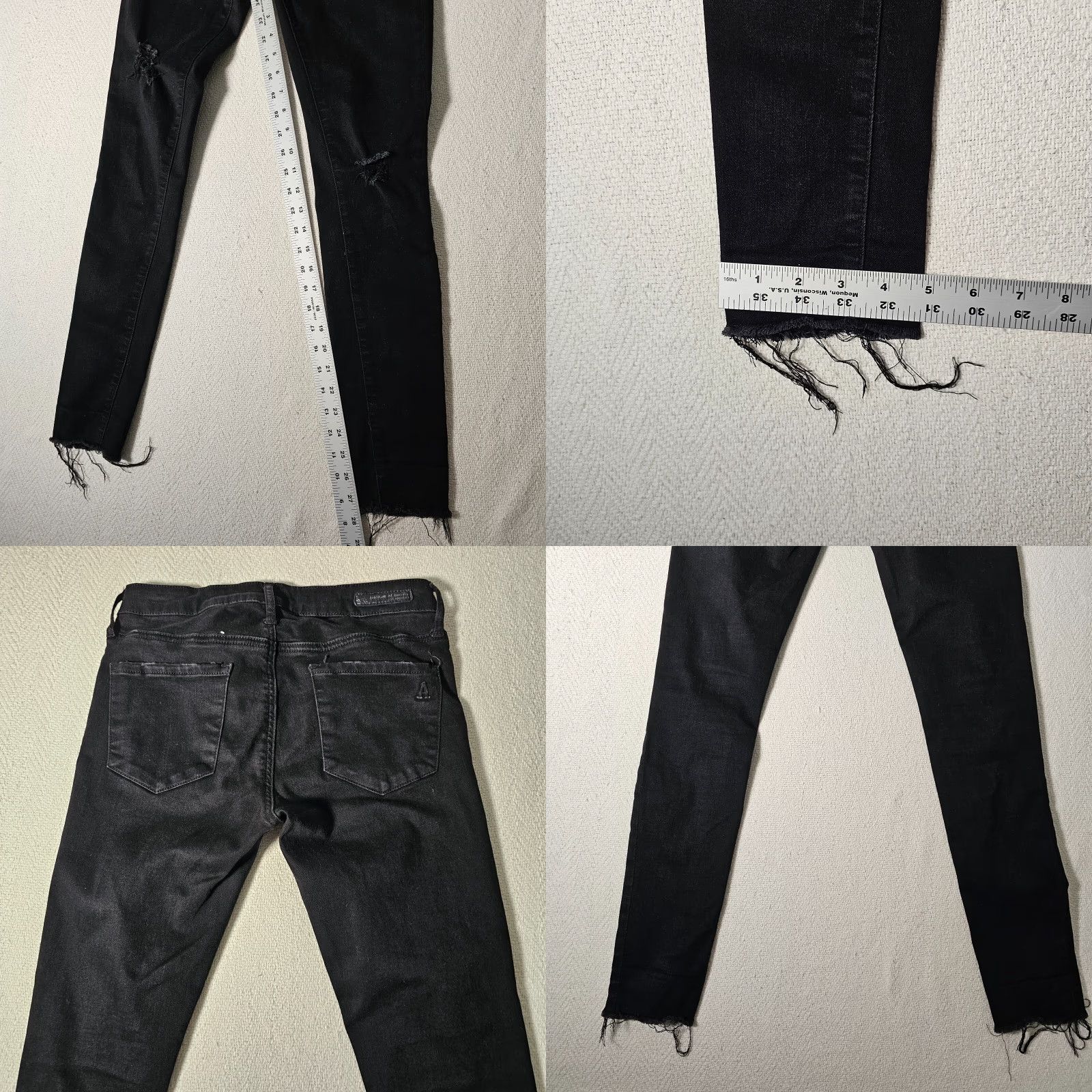 Vintage Articles Of Society Jeans Women's 26 Black Denim Low Rise Skinny Distressed Jeans Size 26" / US 2 / IT 38 - 8 Thumbnail