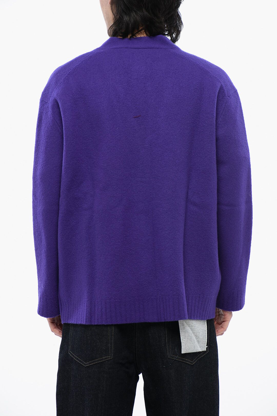 Jil Sander og1mm0625 Boiled Wool Cardigan in Purple Size US M / EU 48-50 / 2 - 2 Thumbnail