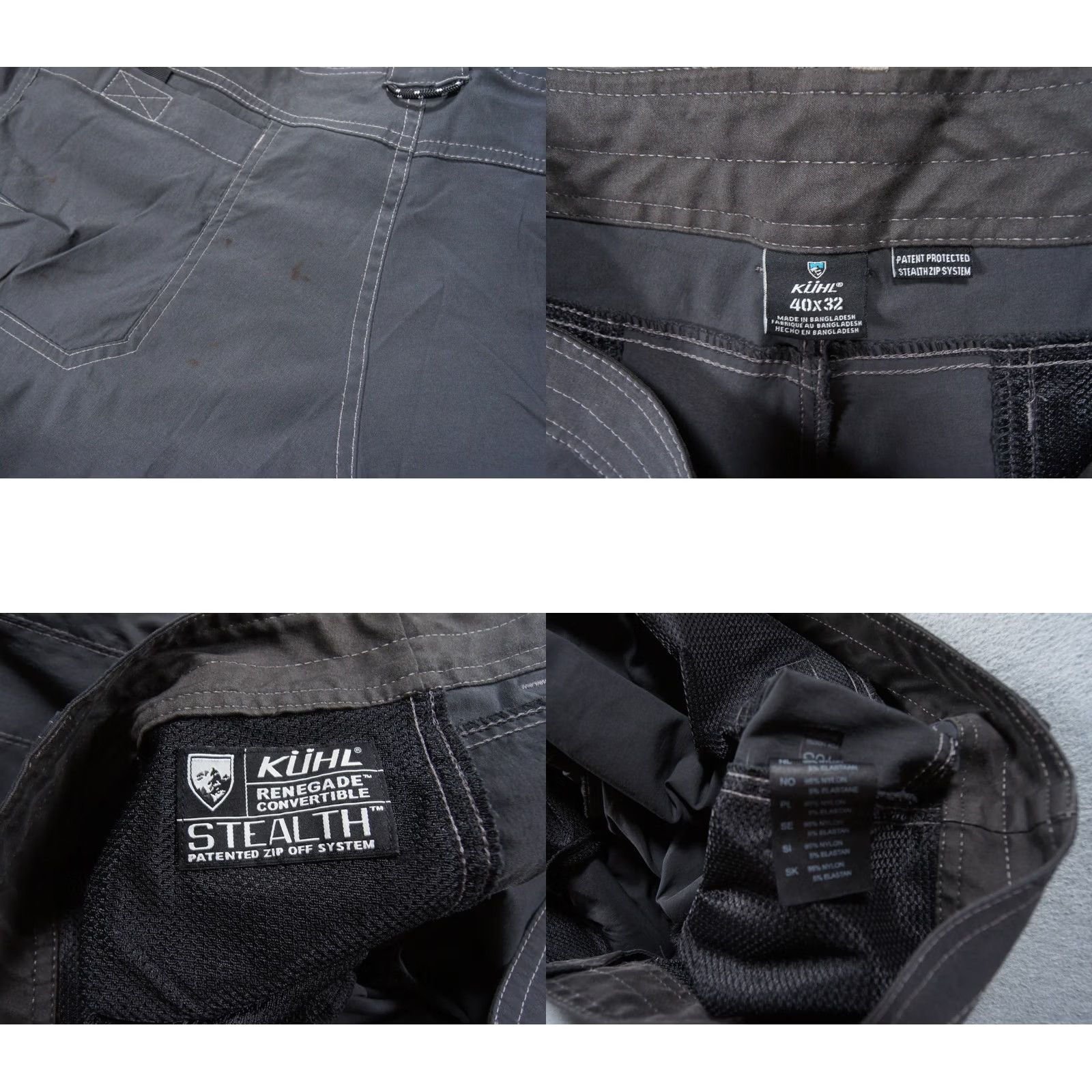 Vintage Kuhl Pants Mens 40x32 Gray Renegade Convertible Hiking Tactical Zip Off Cargo Pants Size US 40 / EU 56 - 8 Thumbnail