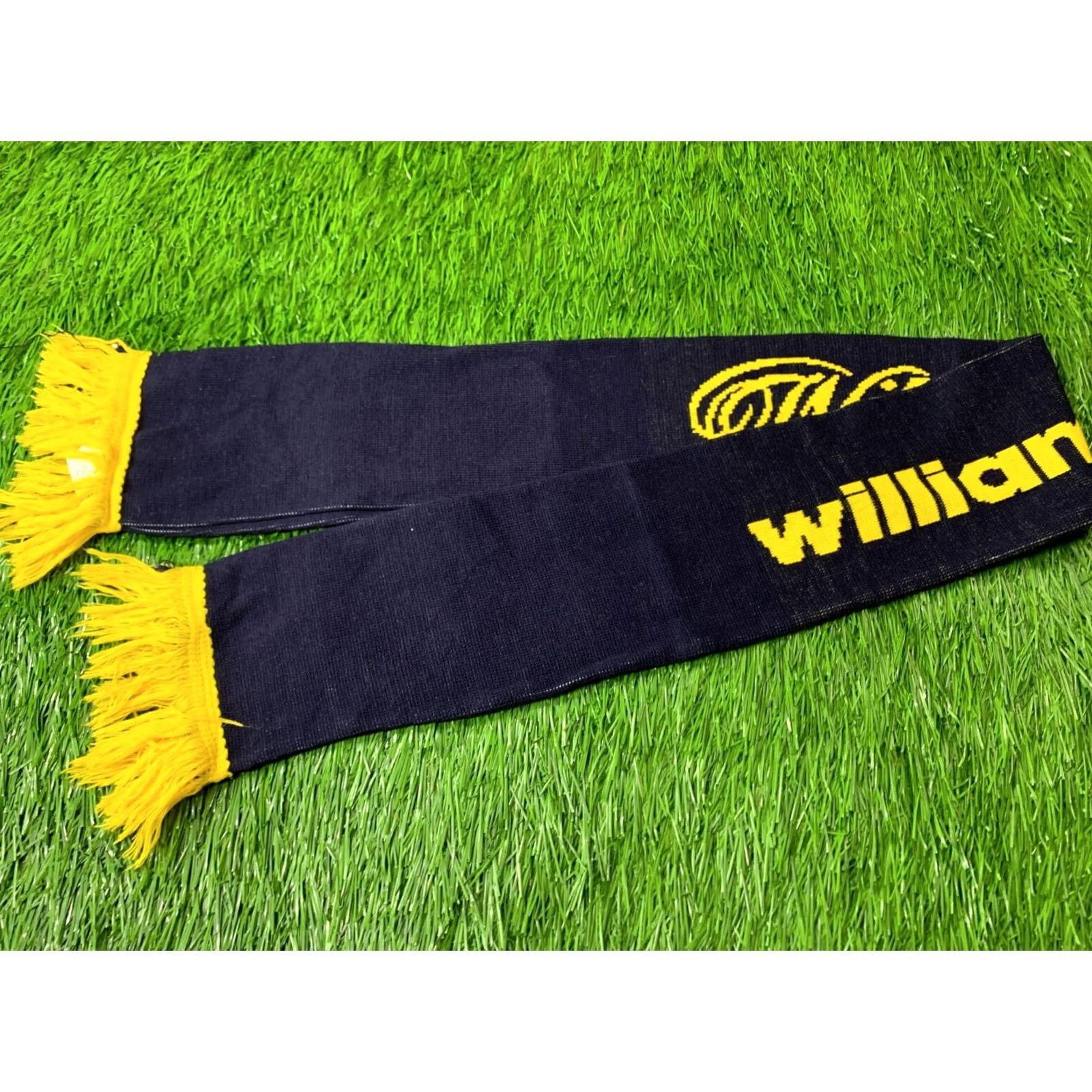 Vintage WILLIAM HILL CASUAL SCARF Official Product Scarf One Size Navy Blue Yellow Men Size ONE SIZE - 2 Thumbnail