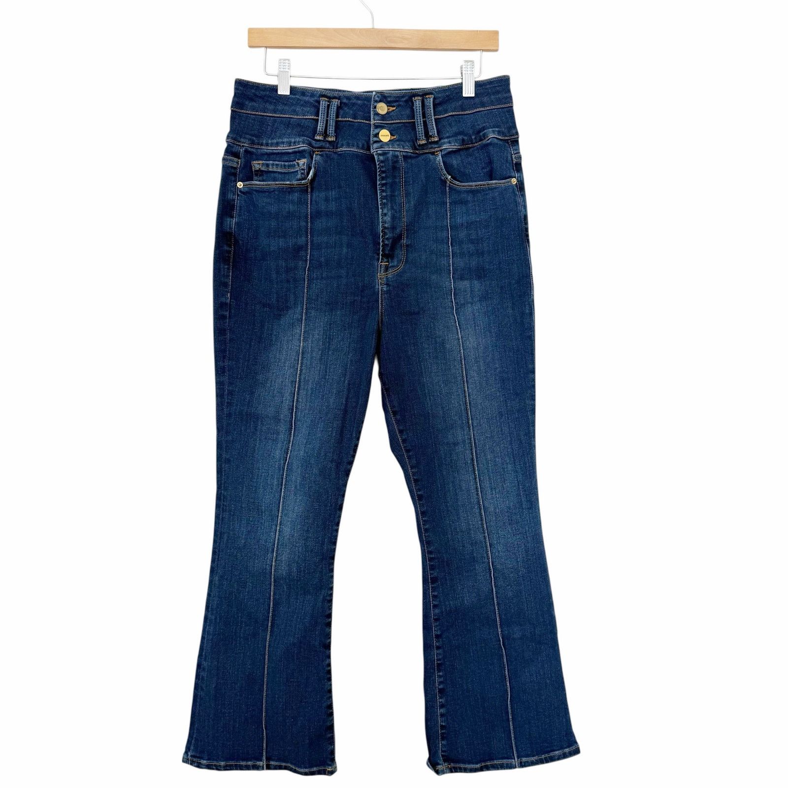 Frame Frame Le Catroux Crop Mini Boot Jeans Sz 33 Size 33" - 1 Thumbnail