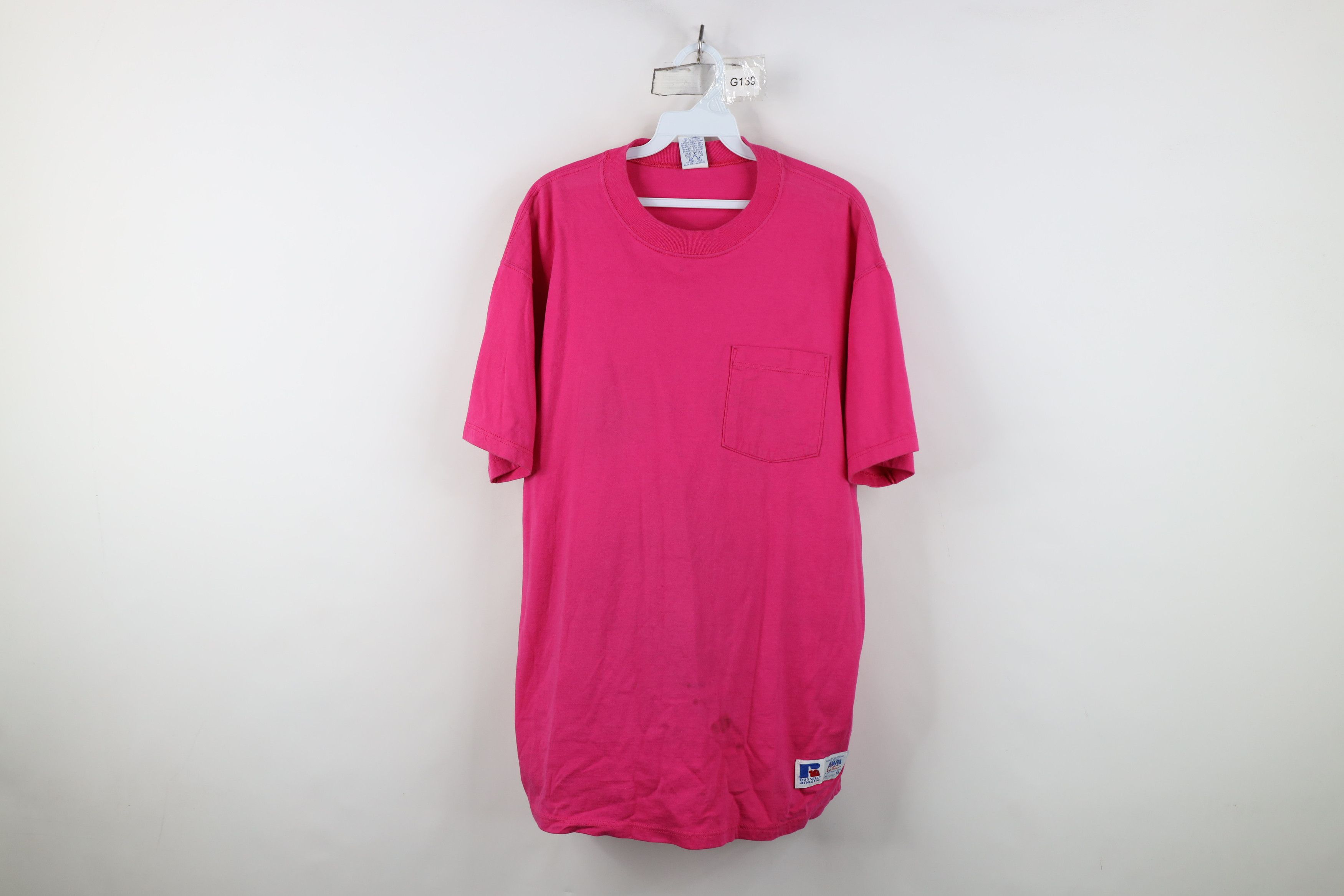 Russell Athletic Vintage 90s Russell Athletic Blank Cotton T-Shirt Pink USA Size US XL / EU 56 / 4 - 1 Thumbnail