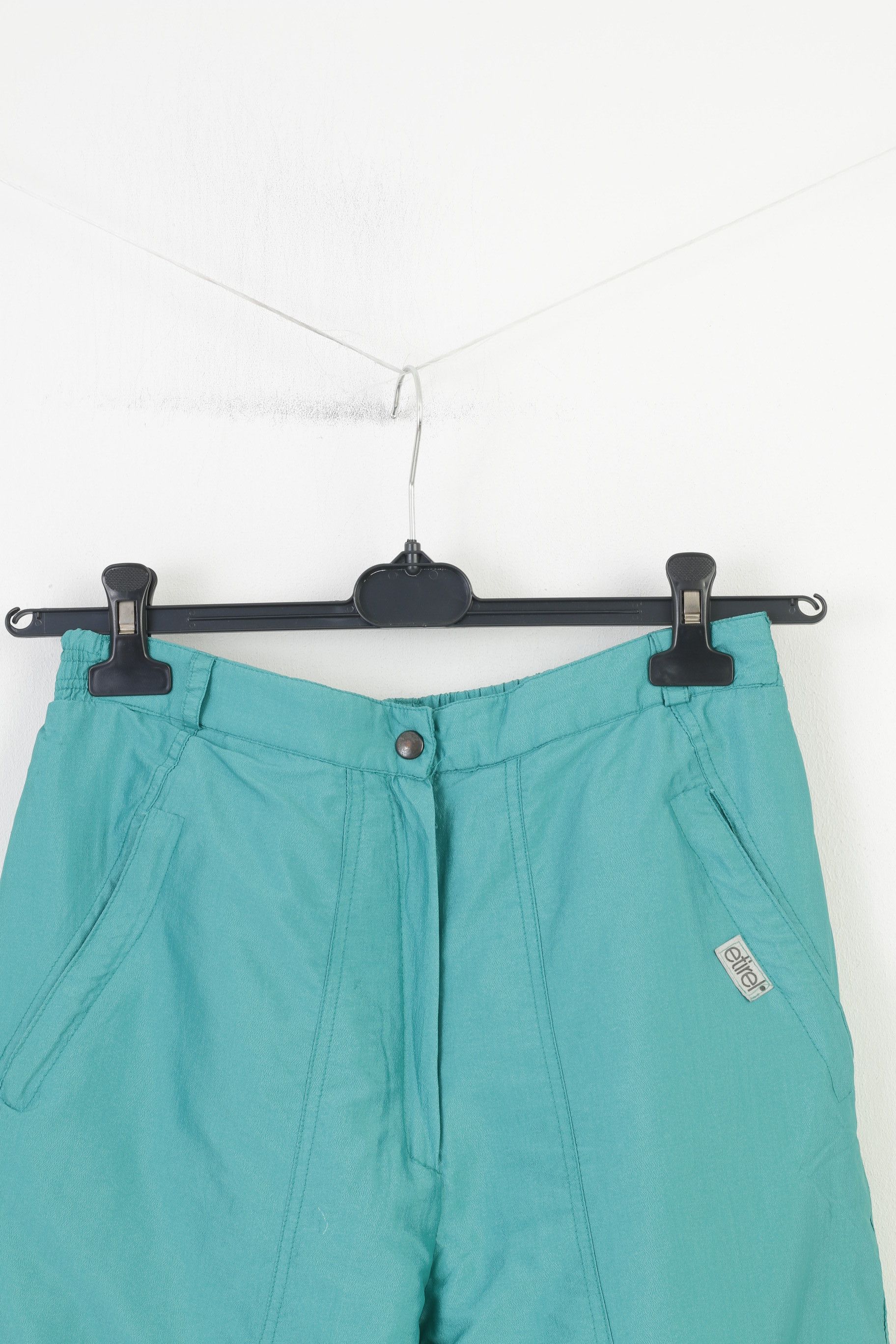 Vintage Etirel Women M Trousers Green Shiny Nylon Snowboard 10333 Size 26" / US 2 / IT 38 - 2 Thumbnail