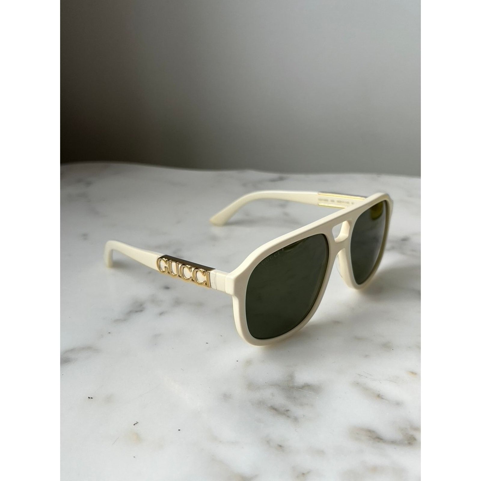 Gucci NEW Gucci GG1188S Ivory Gold Logo Aviator Sunglasses Size ONE SIZE - 8 Thumbnail