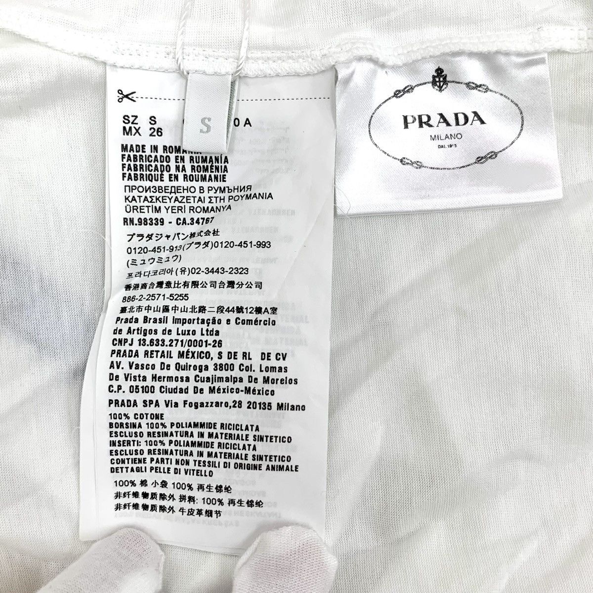 Prada Prada White Triangle Logo Pocket Short Sleeve T-shirt K26WX Size S / US 4 / IT 40 - 7 Thumbnail