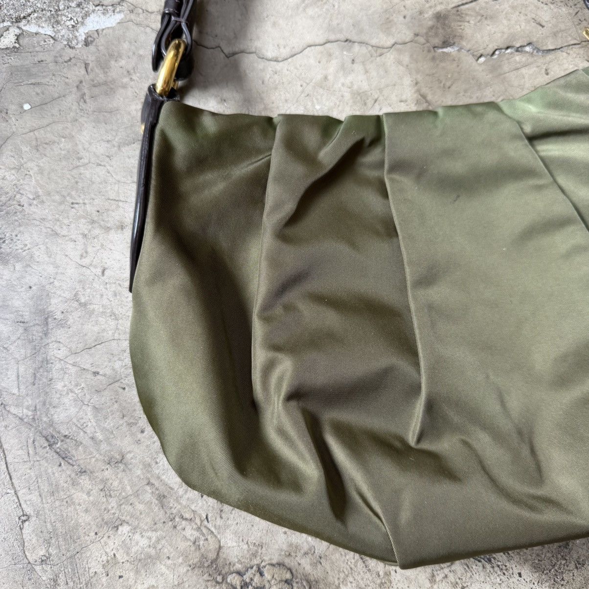 Prada Prada - Tessuto Nylon Vitello Daino Hobo Bag Olive Green Size ONE SIZE - 7 Thumbnail