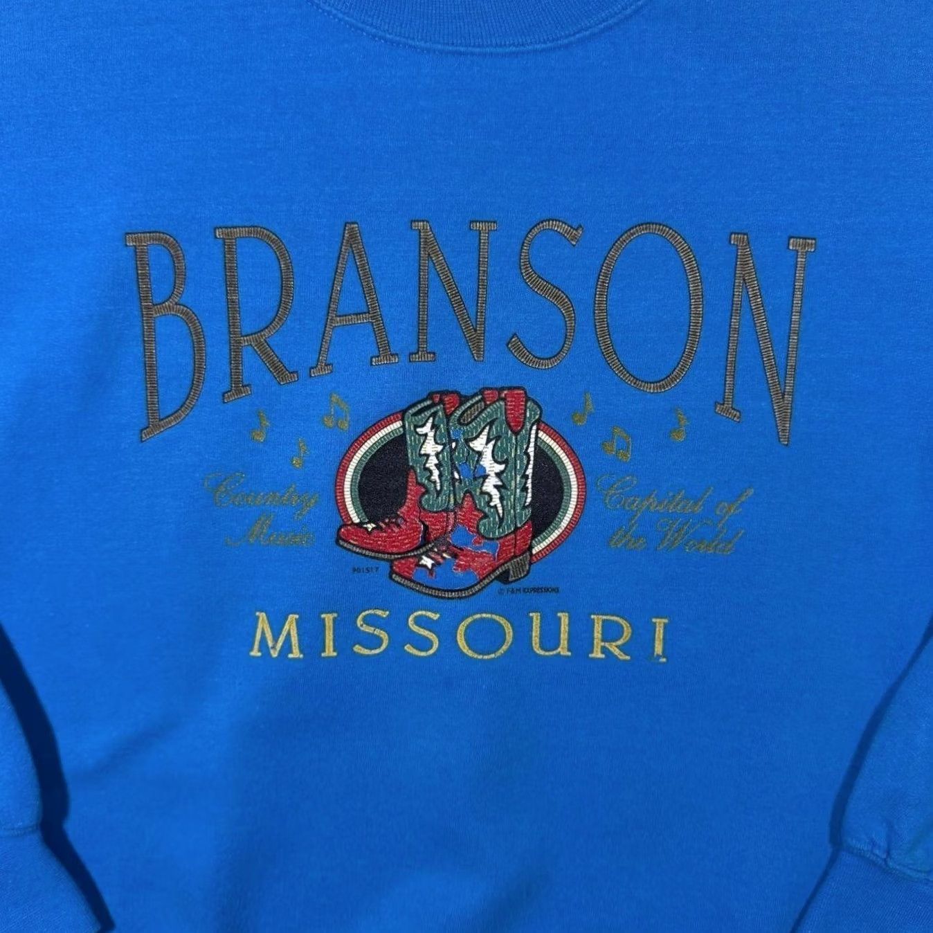 Gildan Vintage Branson Missouri "Country Music" Tourist Graphic Blue Sweatshirt Mens M Size US M / EU 48-50 / 2 - 4 Thumbnail