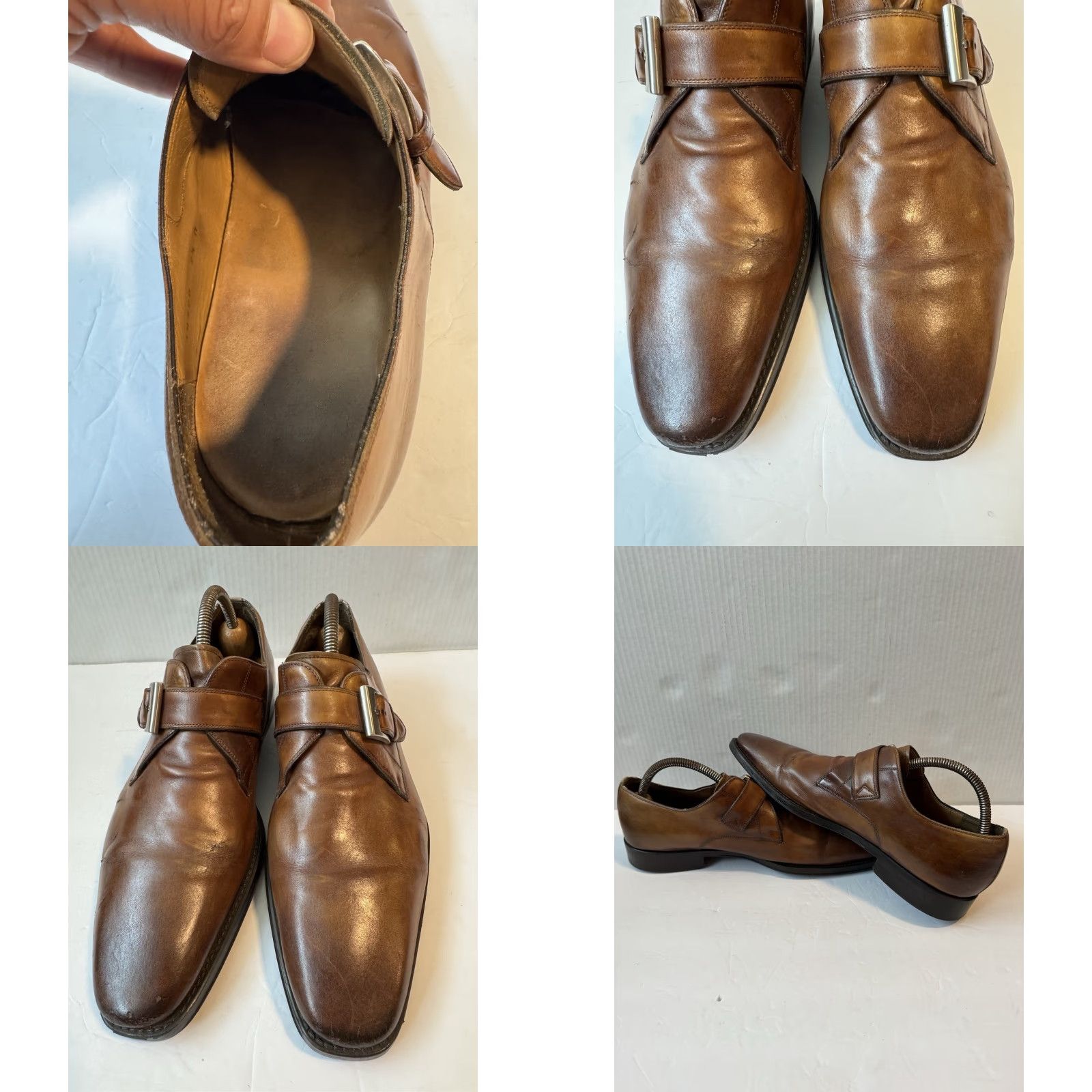 Magnanni Magnanni Marco 18398 Monk Strap Leather Loafers Cognac US 9.5 M Dress Men Shoes Size US 9 / EU 42 - 9 Thumbnail