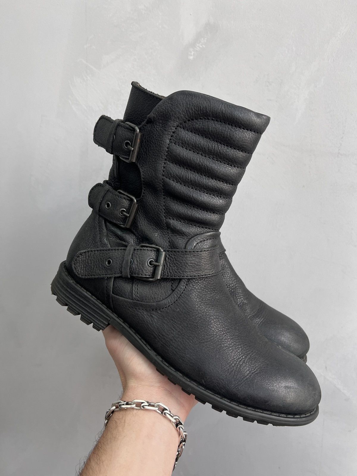 Diesel Leather Moto Racing Boots Hight Y2K90S Shoes Harley Davidson in Black, Men's (Size 7.5)