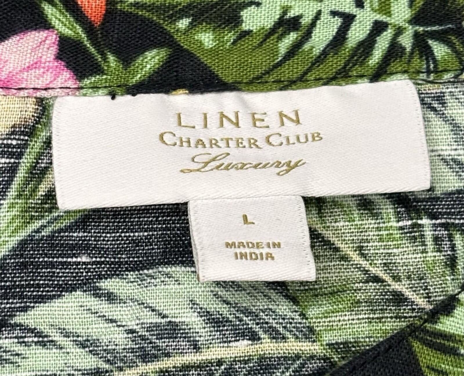 Charter Club Charter Club Luxury Top Womens Large Linen Floral Tie Front Size L / US 10 / IT 46 - 2 Thumbnail