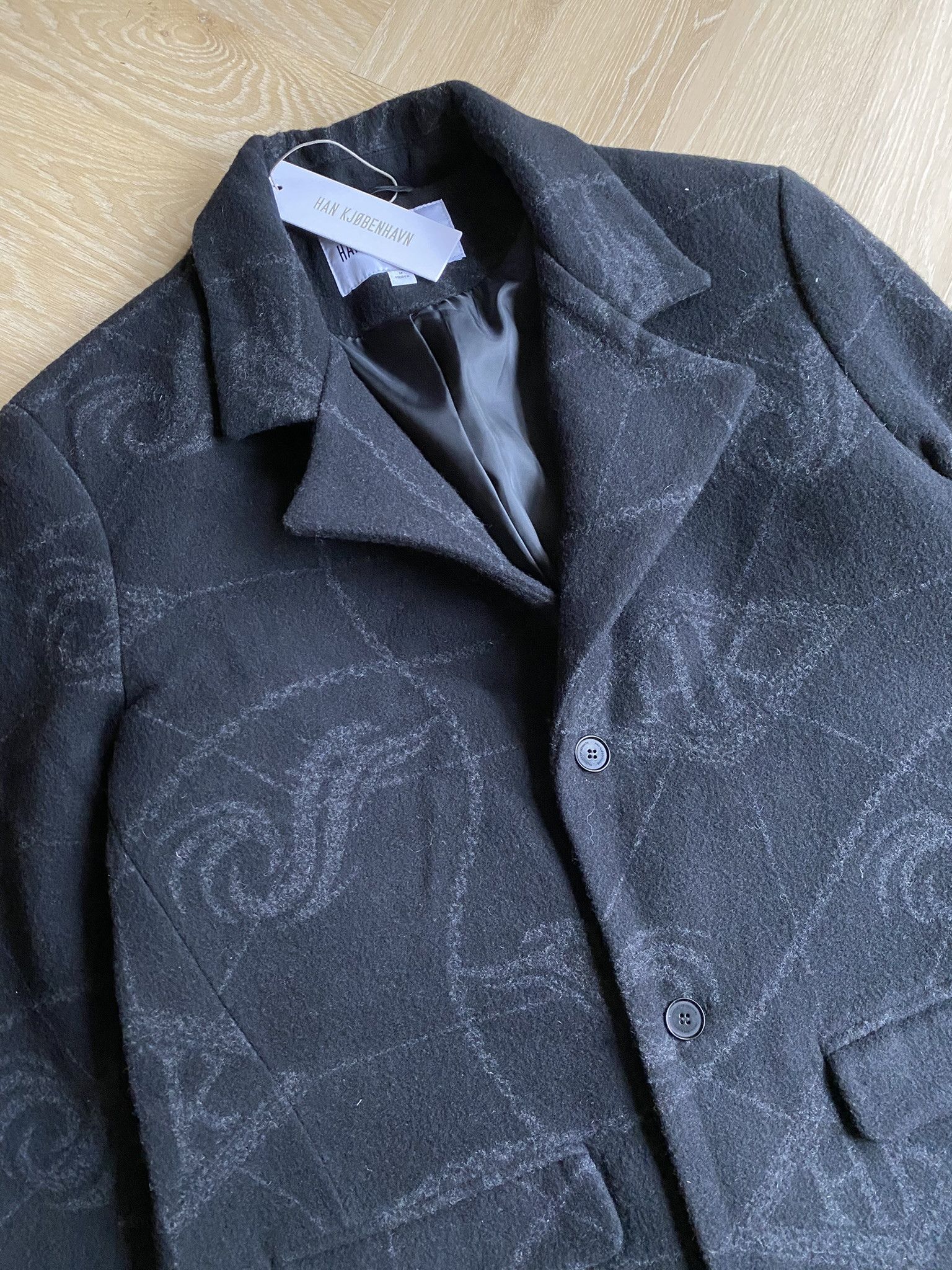 Acne Studios NWT $800 - Bankers Trench - Black Jacquard Logo Wool Size US M / EU 48-50 / 2 - 2 Thumbnail