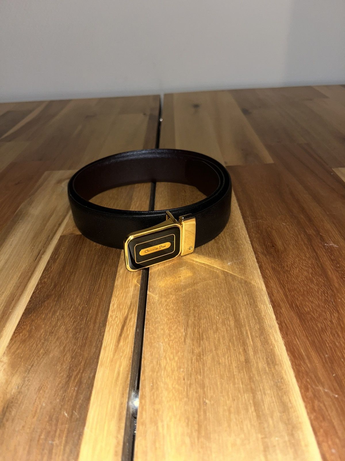 Dior Dior Vintage Gold Buckle Black Leather Belt 32 Size ONE SIZE - 2 Thumbnail