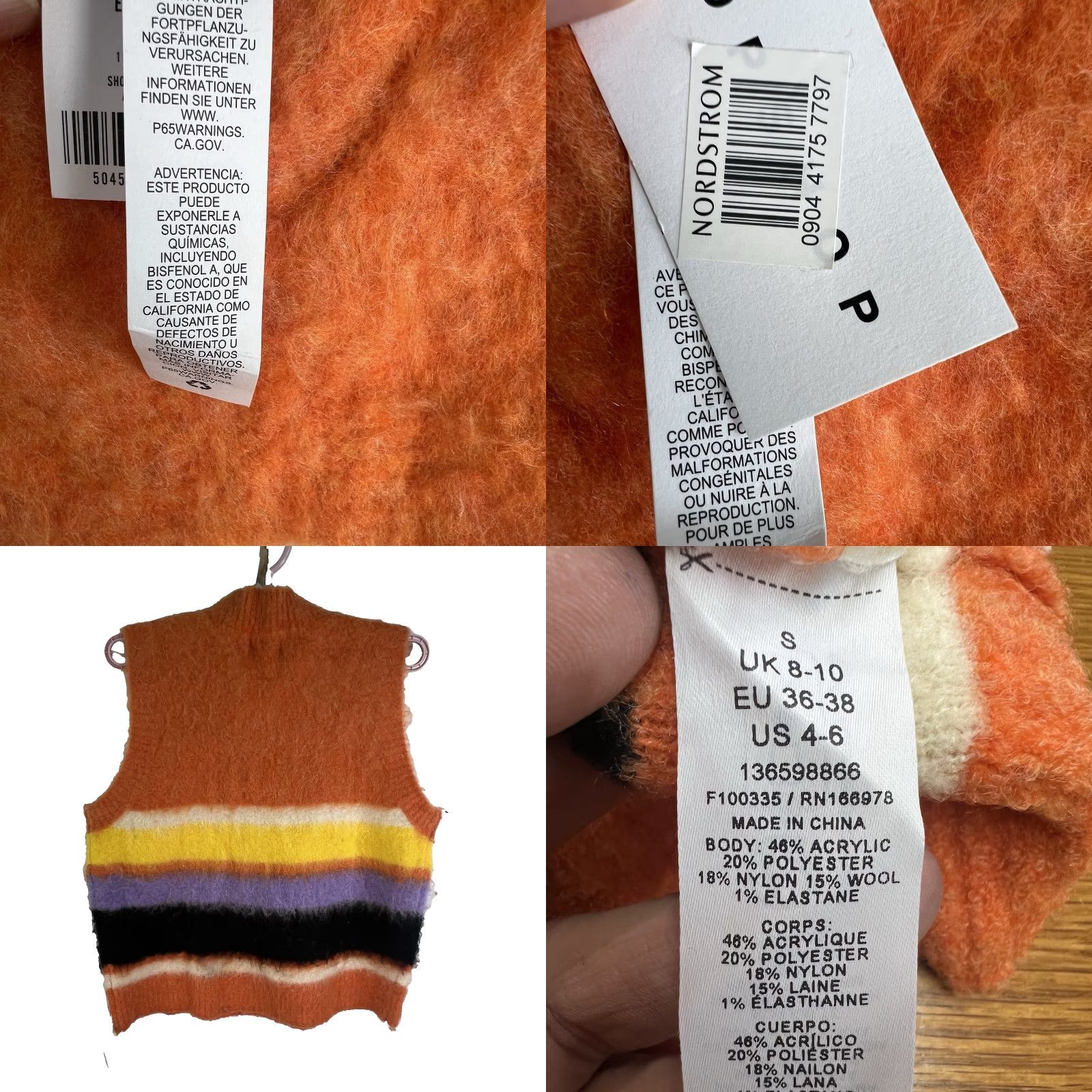 Topshop Topshop Striped Fuzzy Wool Blend Sweater Vest Womens Size S Orange NWT Size S / US 4 / IT 40 - 8 Thumbnail
