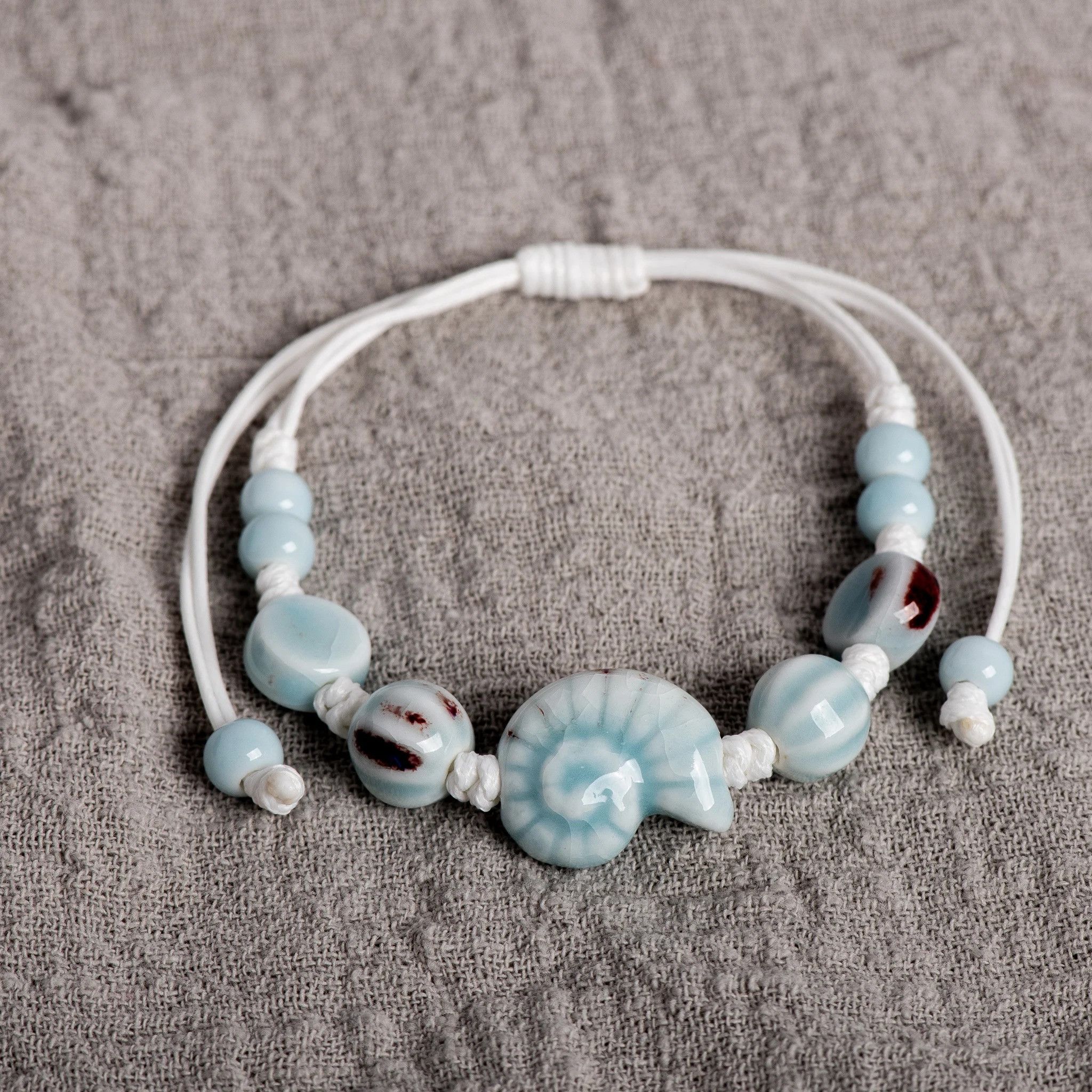 Handmade Seashell Ceramic Bracelet Handmade Jewelry Gift For Her Size ONE SIZE - 3 Thumbnail