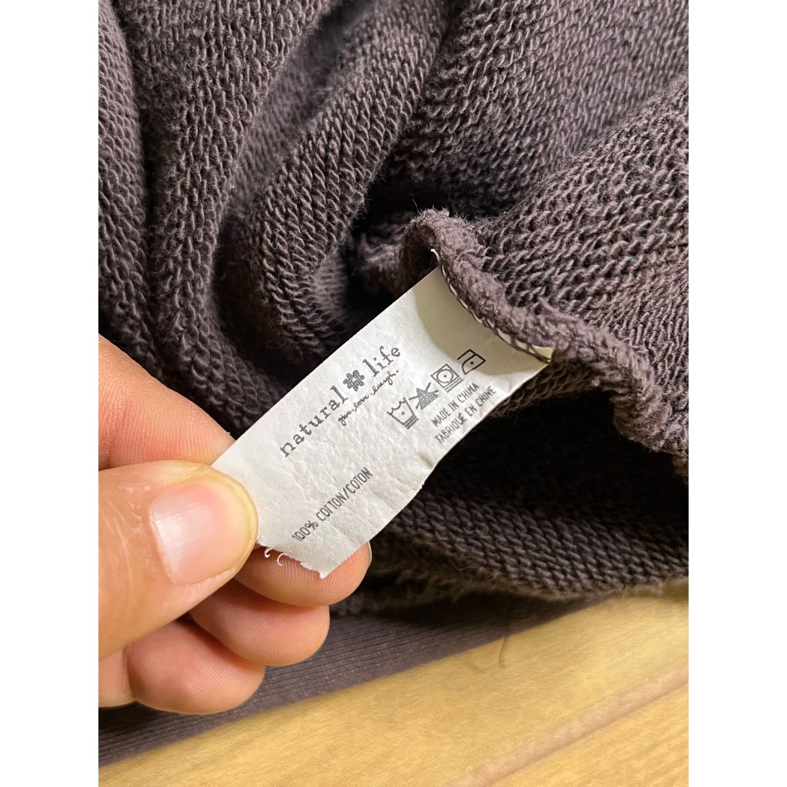 Vintage Natural Life Raw Edge Hoodie Brown S/M Boho Pullover Cotton Size M / US 6-8 / IT 42-44 - 7 Thumbnail