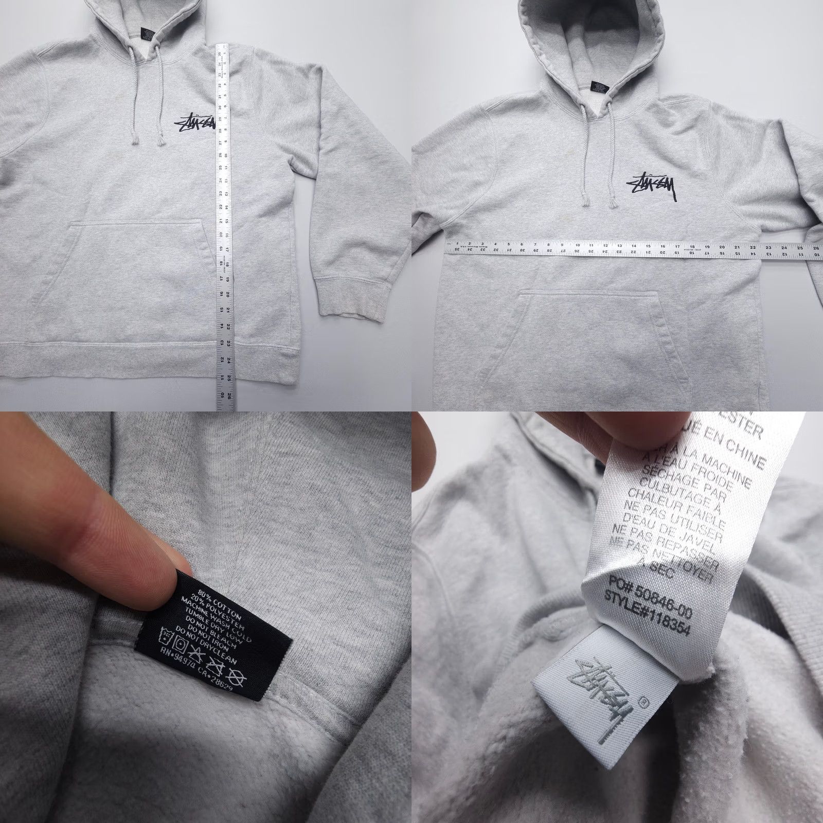 ASH Stussy Hoodie Ash Heather Mens L Street Skate Pullover Size US L / EU 52-54 / 3 - 8 Thumbnail