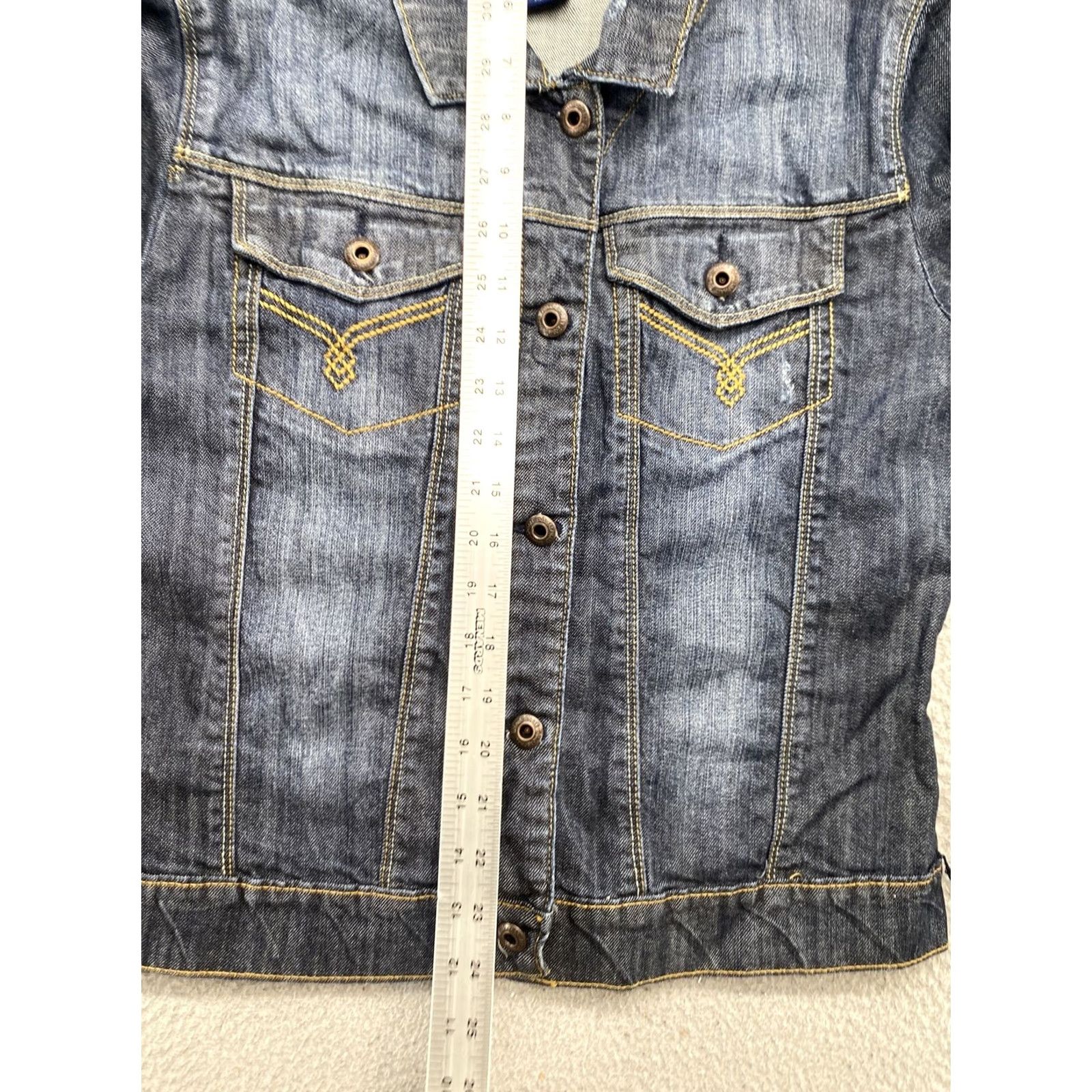 Denime VINTAGE Blue Asphalt Denim Button Up Jean Jacket Women’s Junior XL Casual 90s Embroidered Men/Women Size 40" / US 18 - 7 Thumbnail