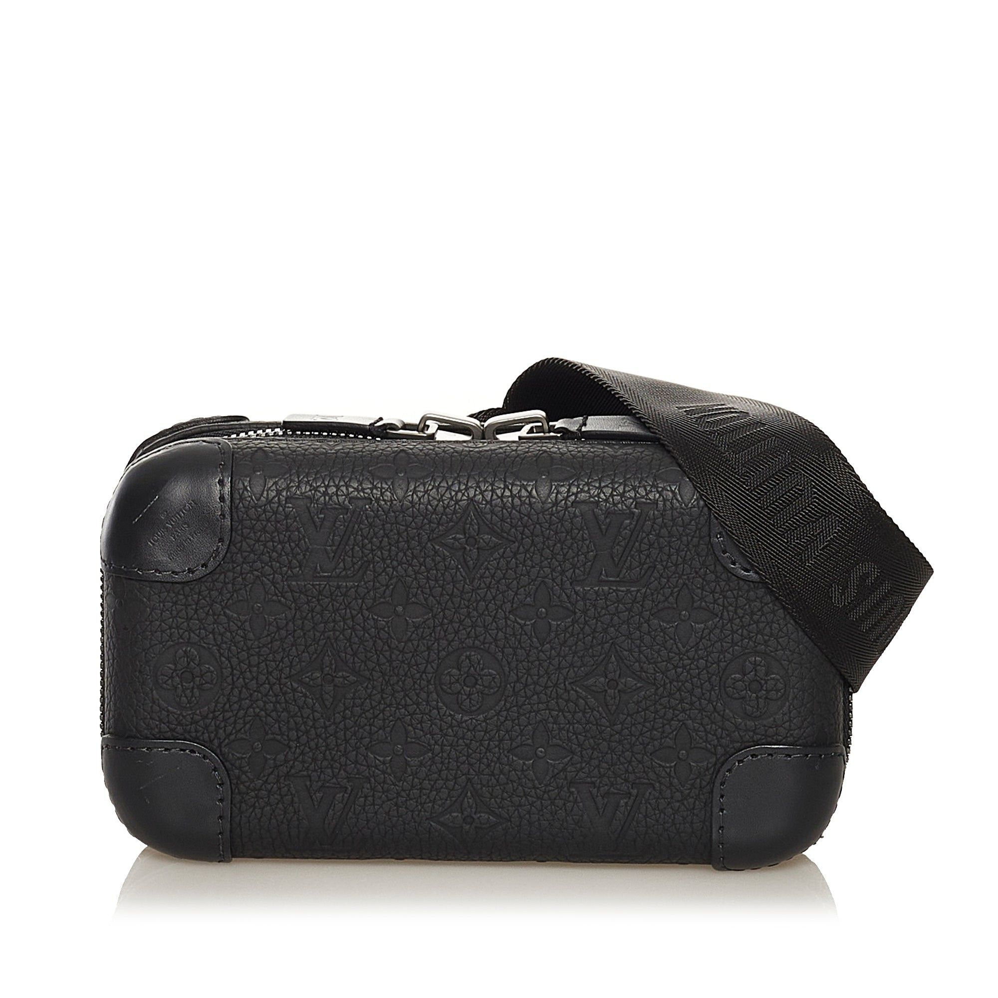 image of Louis Vuitton Taurillion Monogram Horizon Clutch Crossbody Bag in Black, Women's