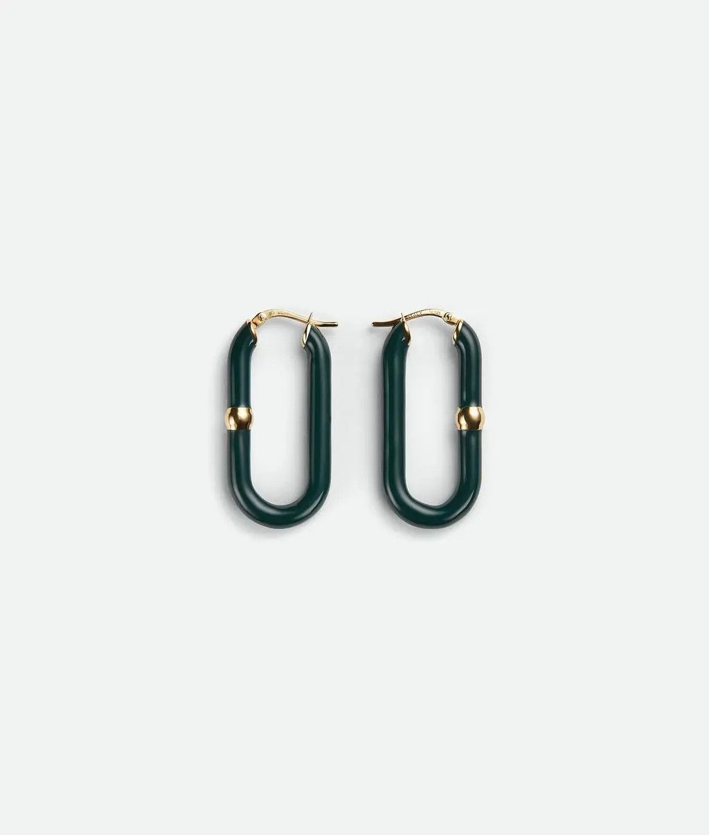 Bottega Veneta o1n1vont0425 Size: OS / Chain Hoop Earrings in Dark Green Size ONE SIZE - 1 Thumbnail