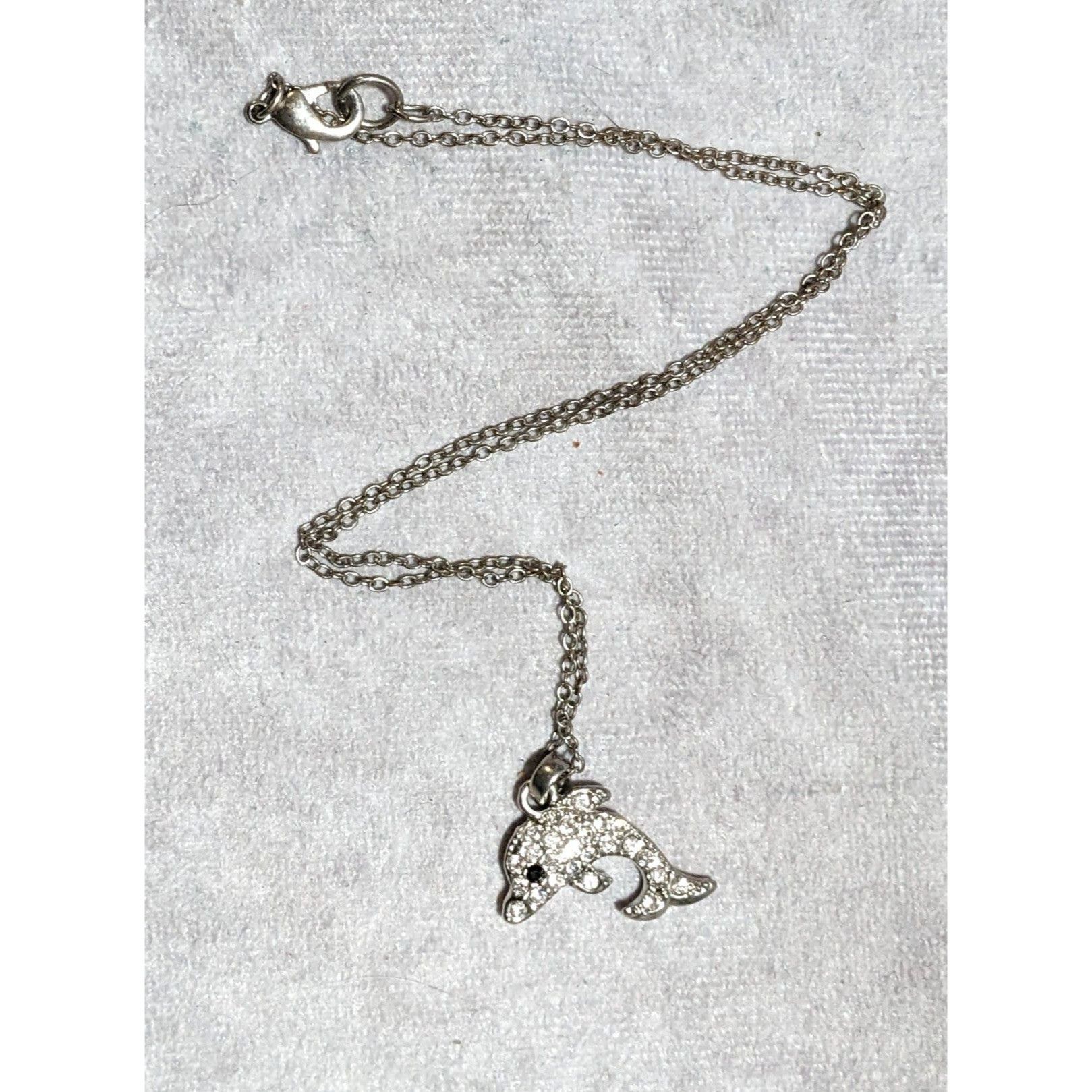 Other Reversible Silver Rhinestone Dolphin Necklace Size ONE SIZE - 13 Thumbnail