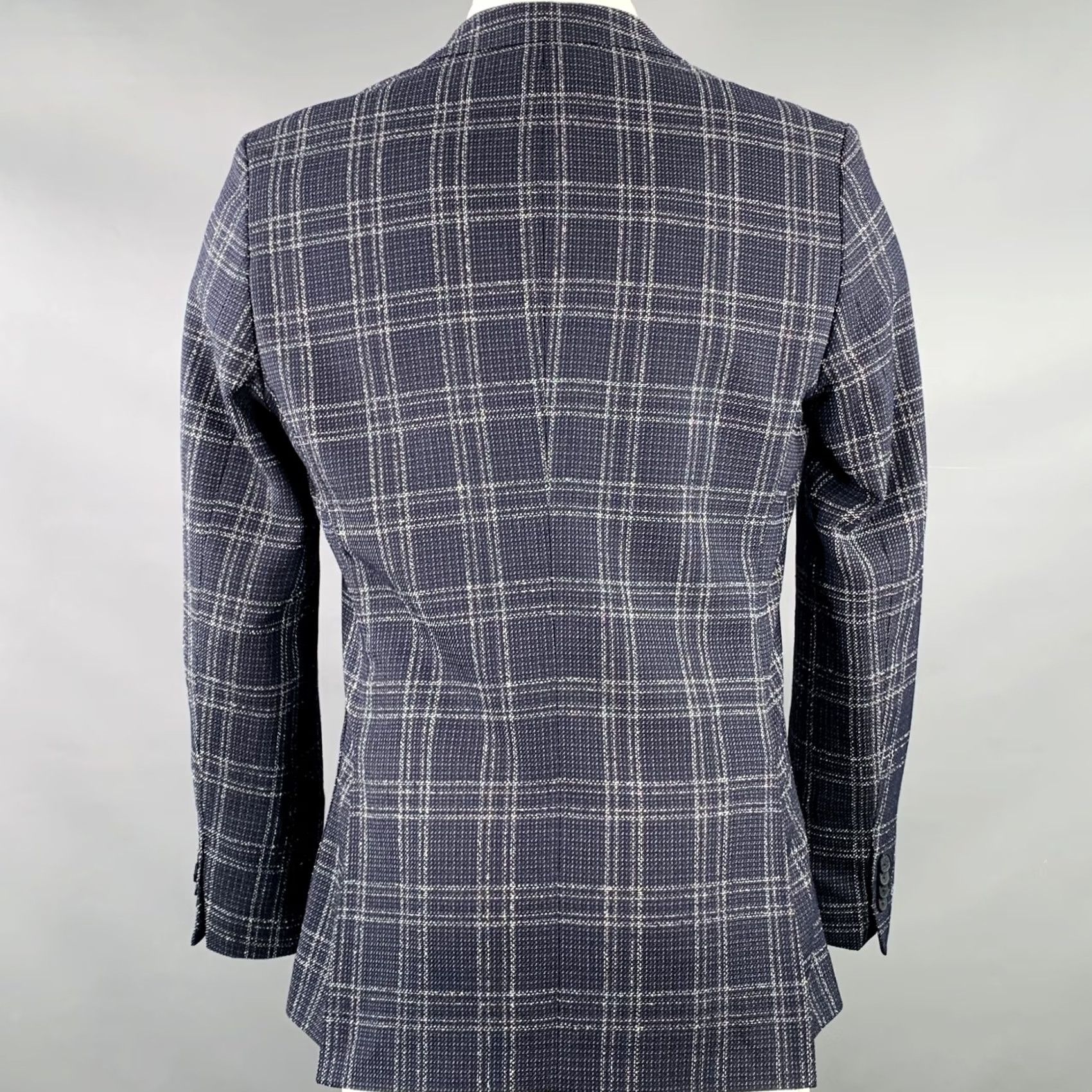 Hugo Boss HUGO BOSS Sport Coat Navy White Plaid Virgin Wool Blend Size 40 Mens Size US XXS / EU 40 - 4 Thumbnail