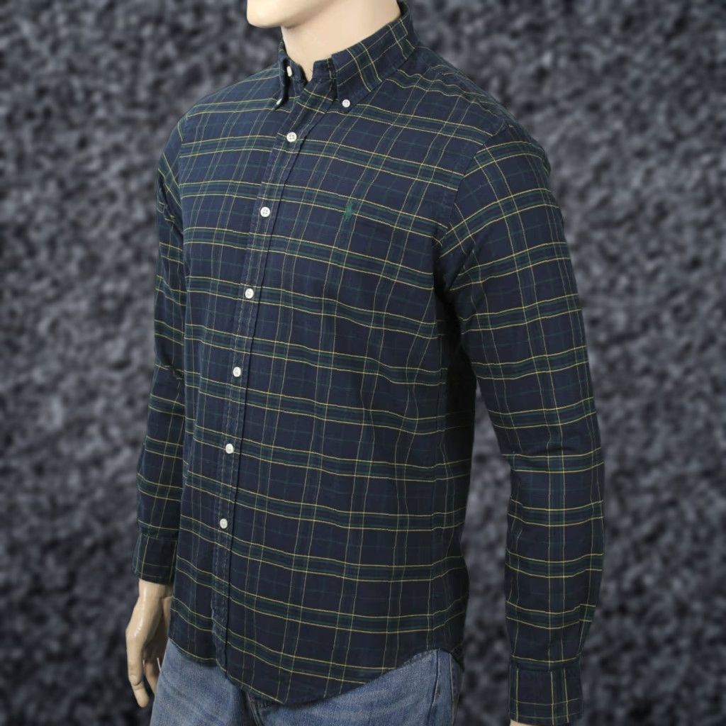Ralph Lauren Ralph Lauren Navy Blue Plaid Classic Oxford Dress Shirt NWT Green Pony M Size 40R - 1 Preview