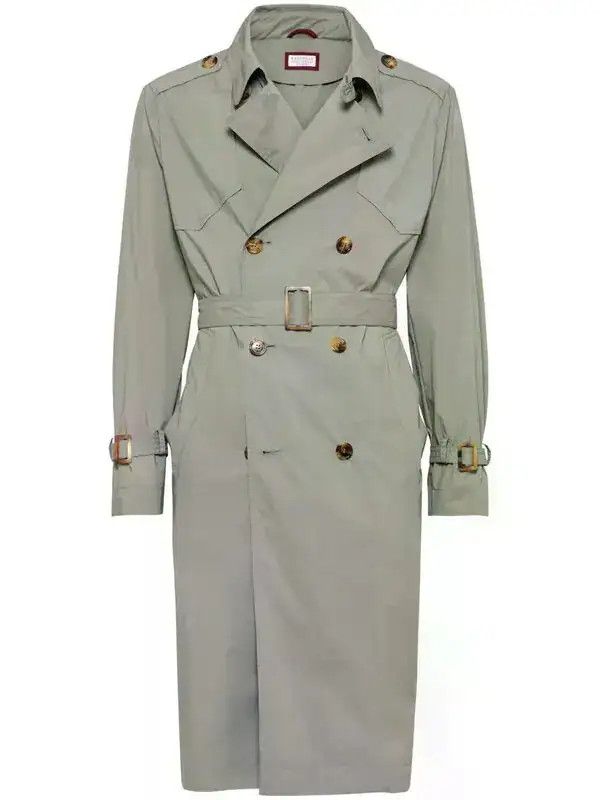 Brunello Cucinelli o1y0526 Trench Coat in Sage Green Size US M / EU 48-50 / 2 - 1 Thumbnail
